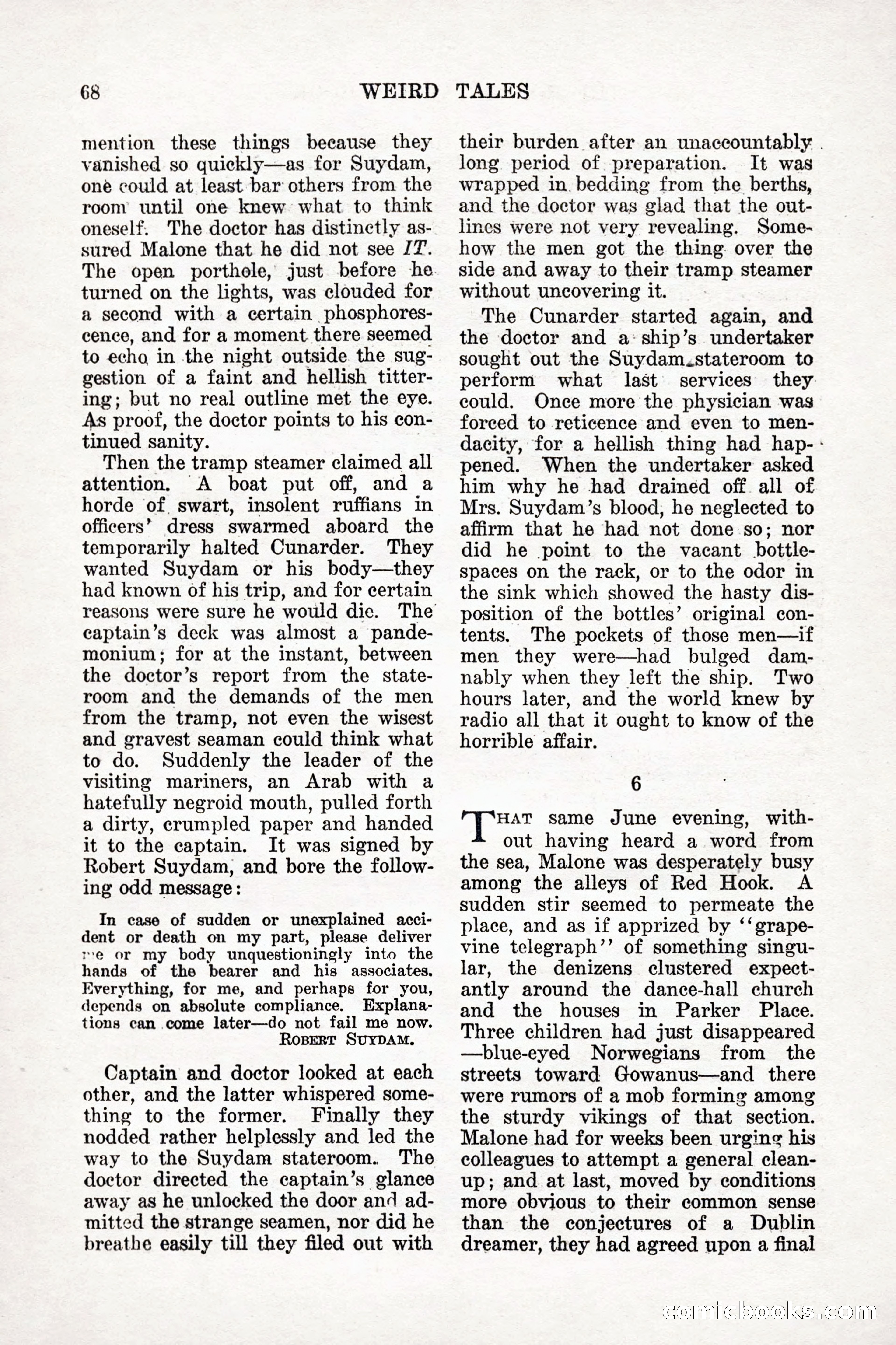 Weird Tales, Vol. 9, No. 1 — page 70 of 148