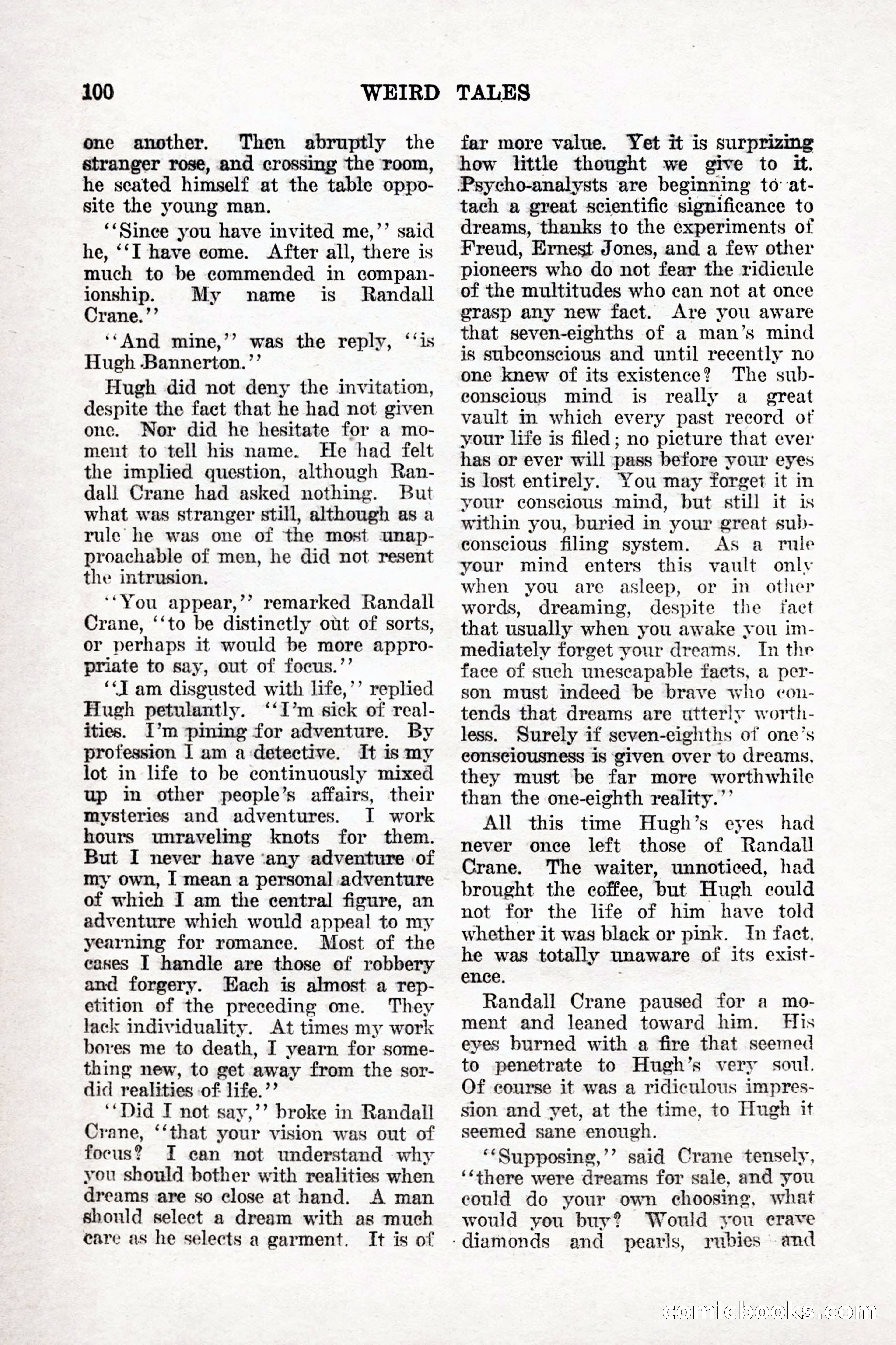 Weird Tales, Vol. 9, No. 1 — page 102 of 148