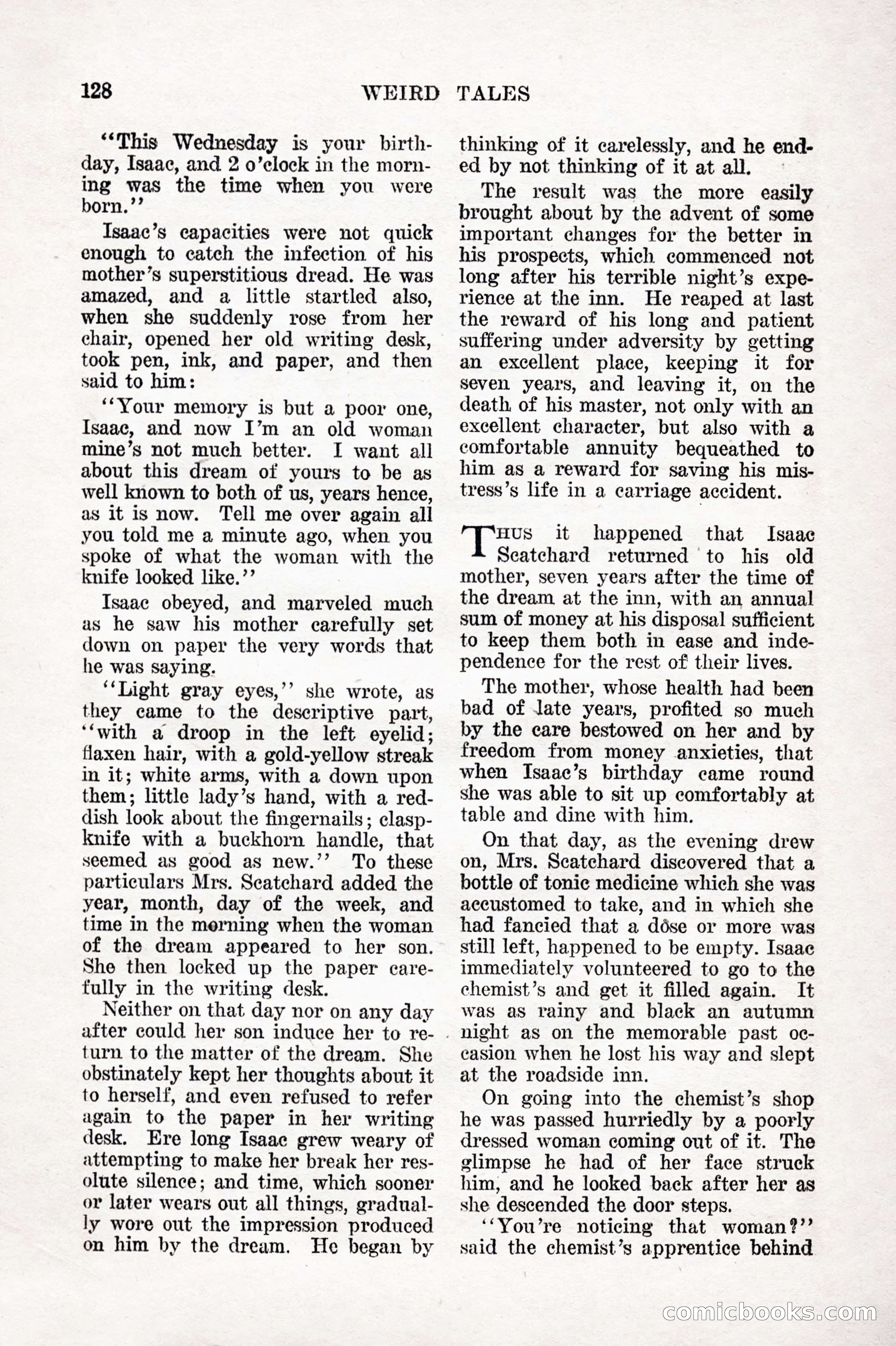 Weird Tales, Vol. 9, No. 1 — page 130 of 148