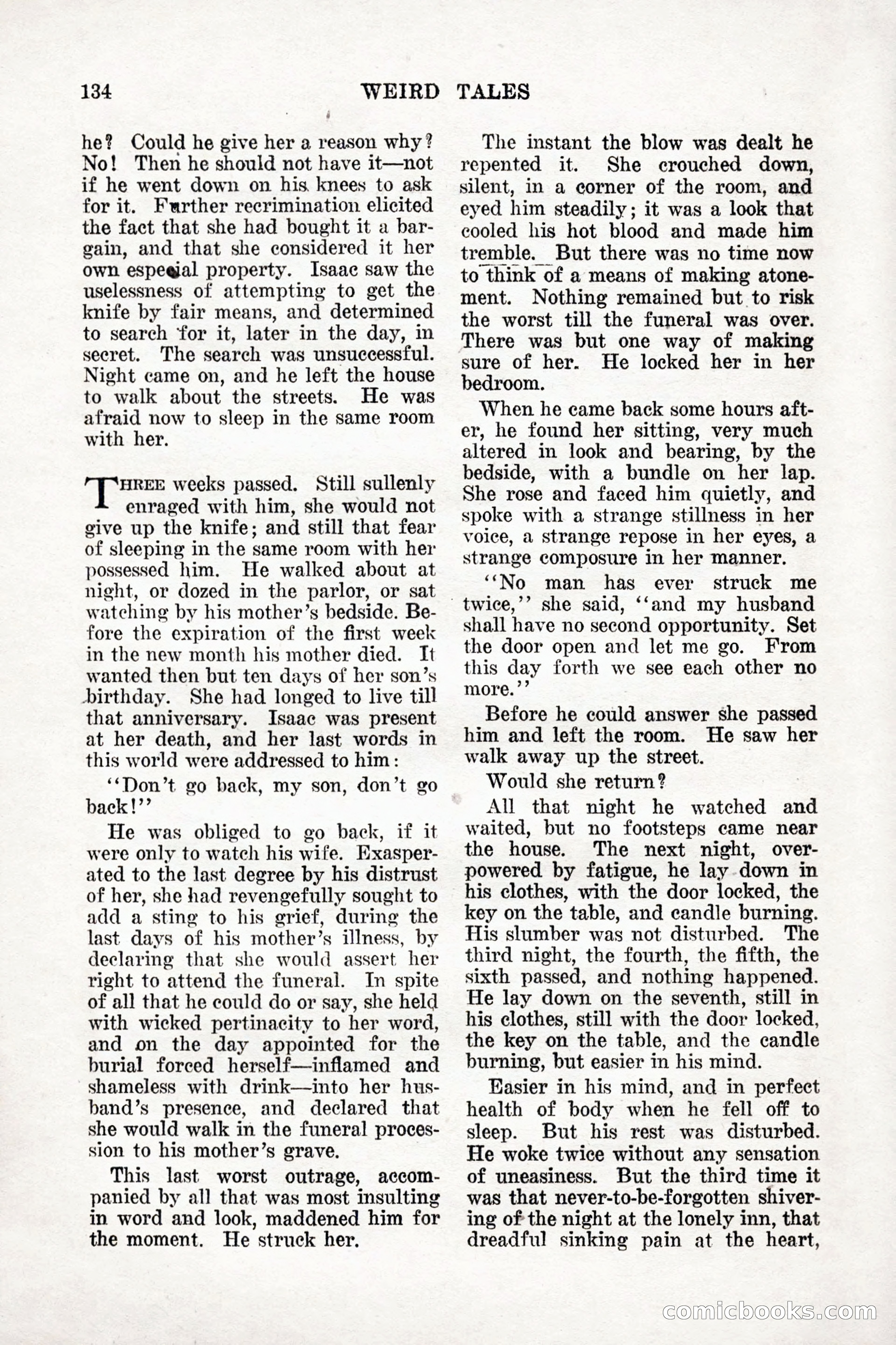 Weird Tales, Vol. 9, No. 1 — page 136 of 148