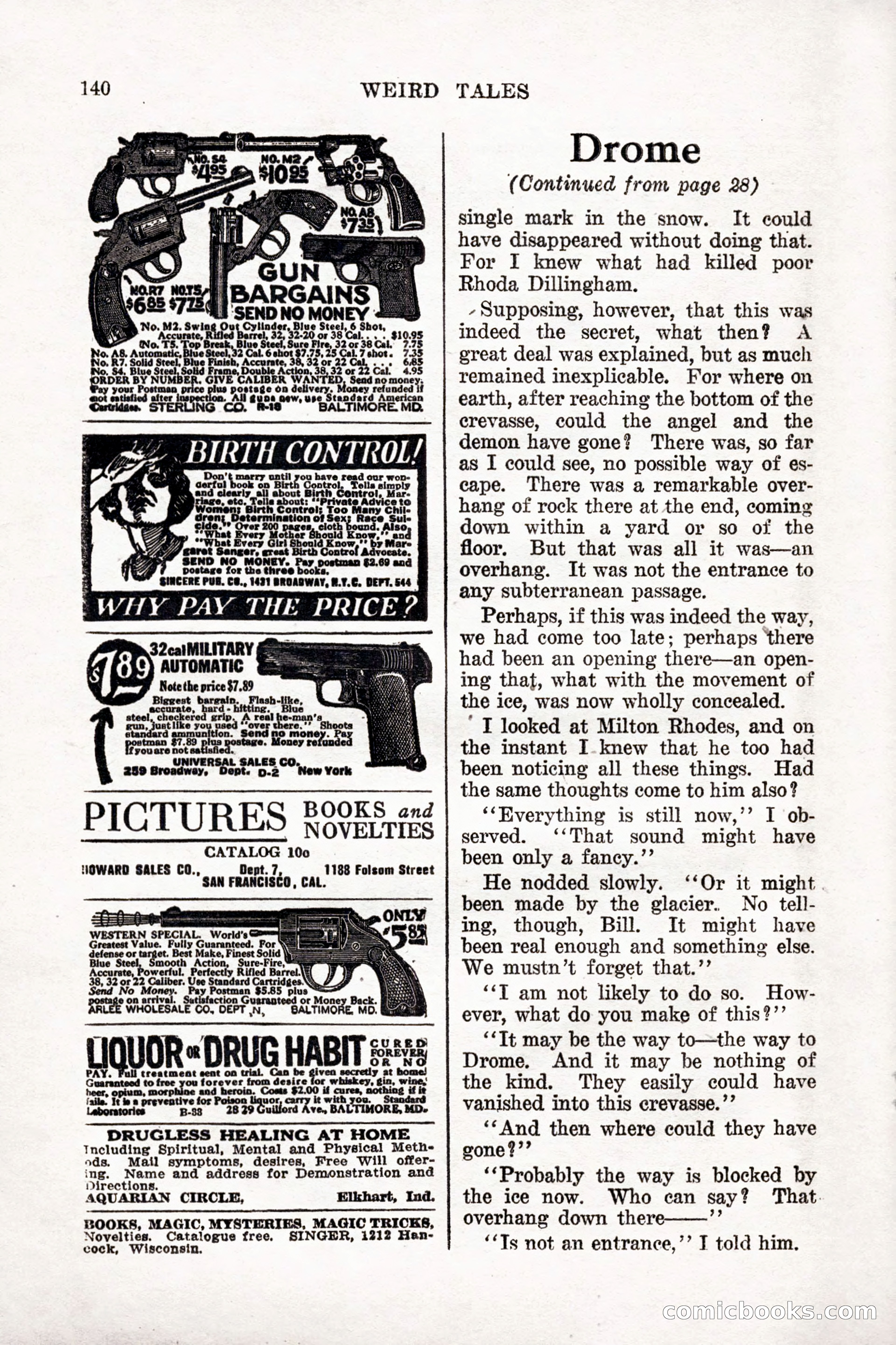 Weird Tales, Vol. 9, No. 1 — page 142 of 148