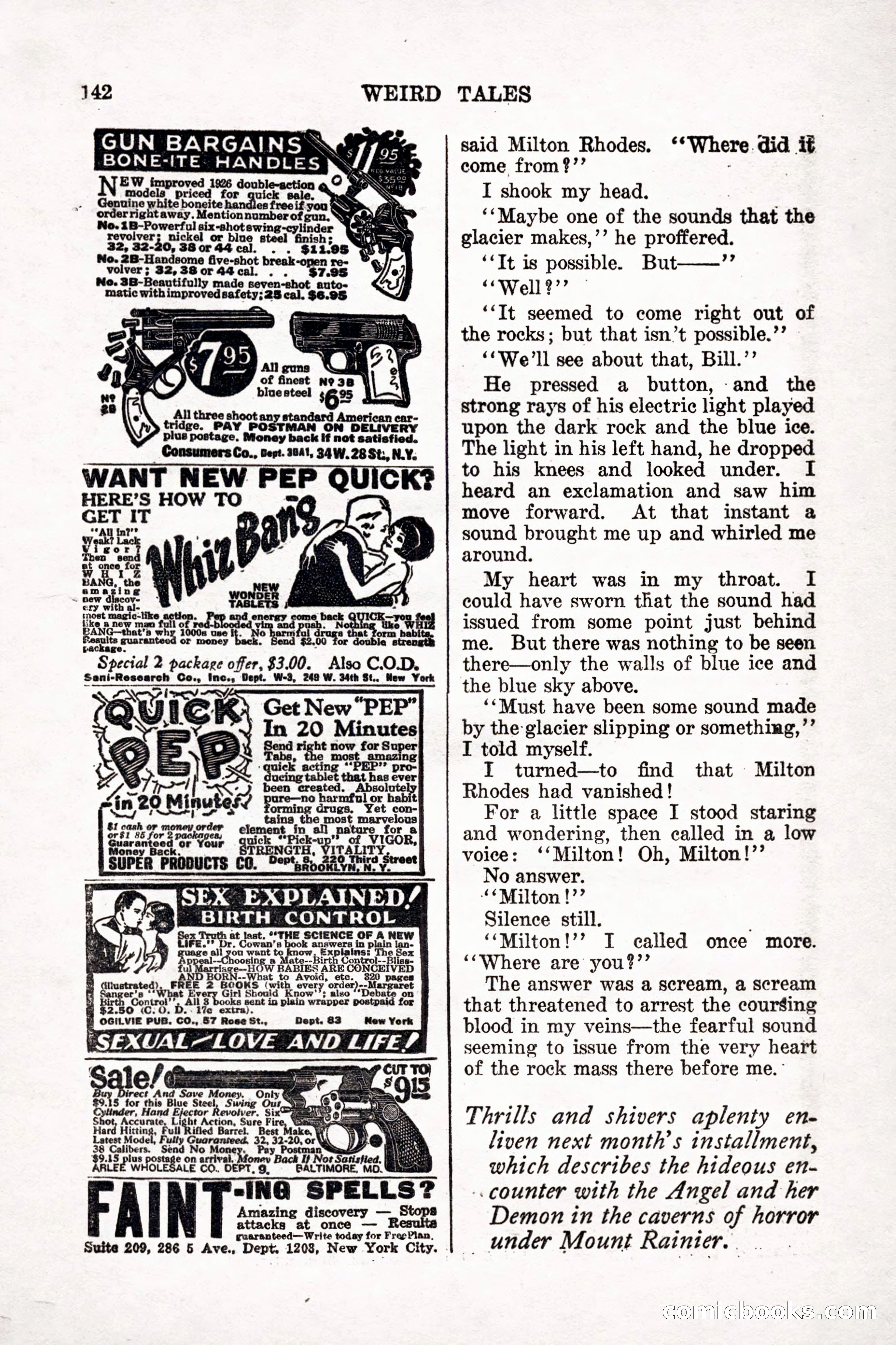 Weird Tales, Vol. 9, No. 1 — page 144 of 148