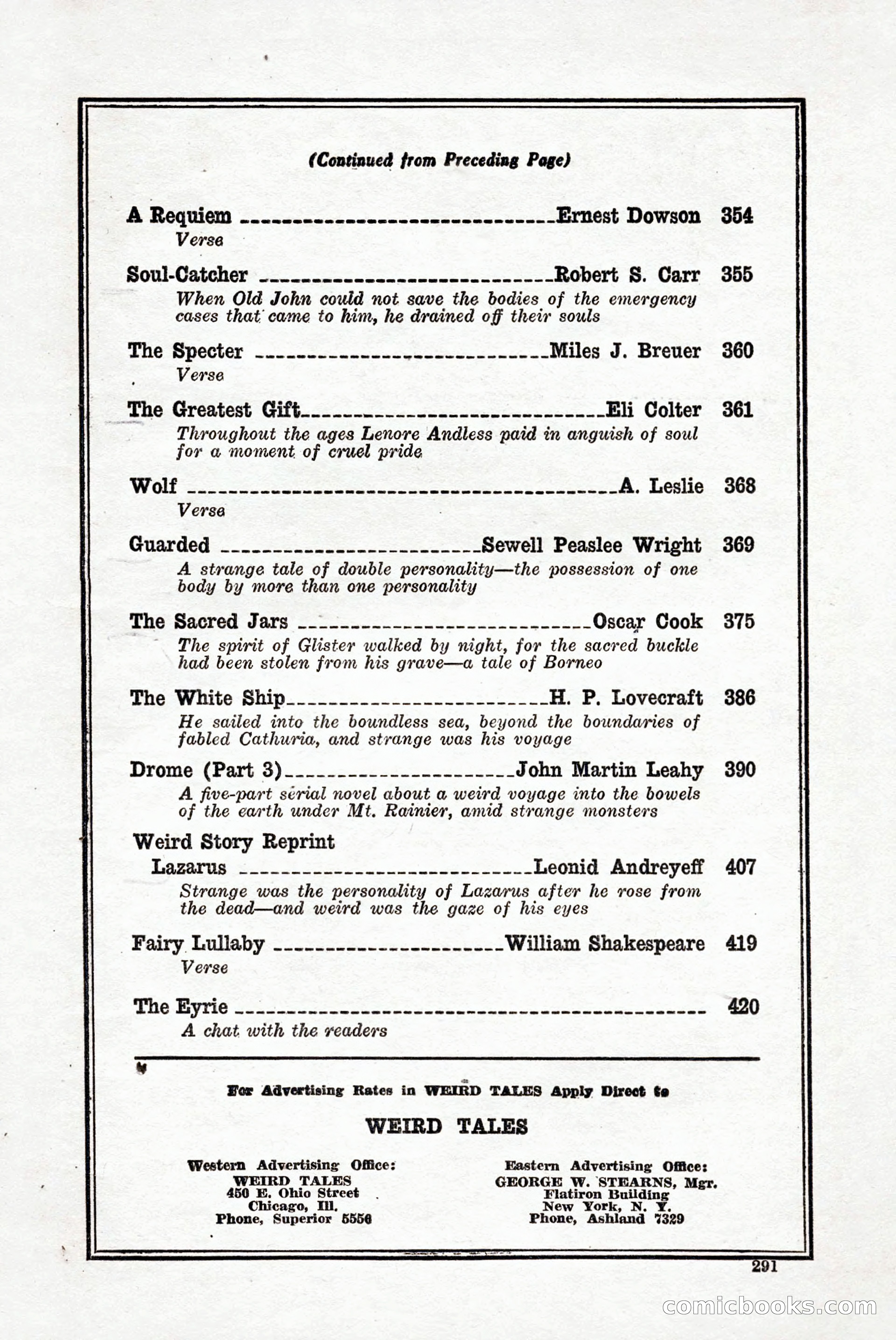 Weird Tales, Vol. 9, No. 3 — page 5 of 148