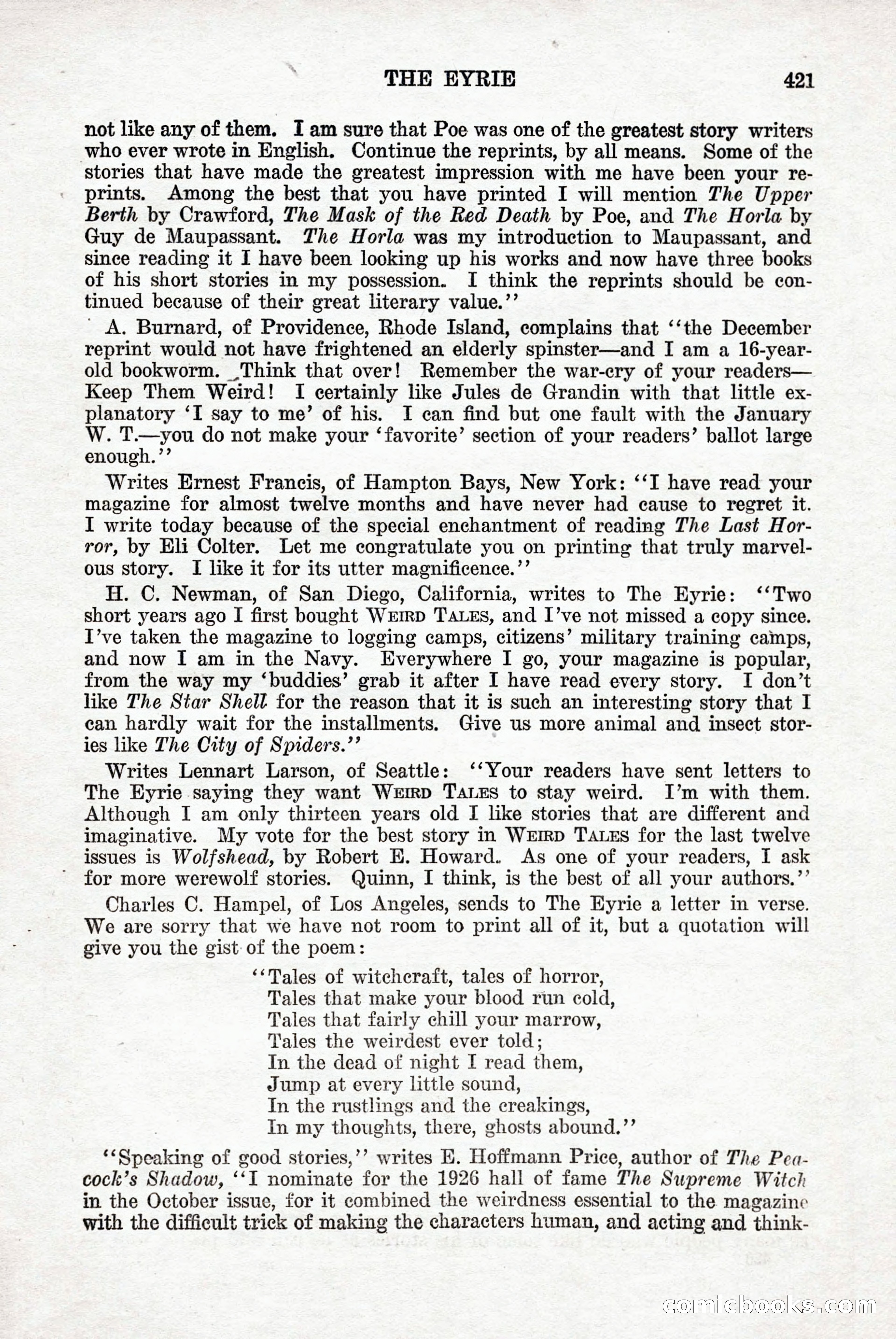 Weird Tales, Vol. 9, No. 3 — page 135 of 148
