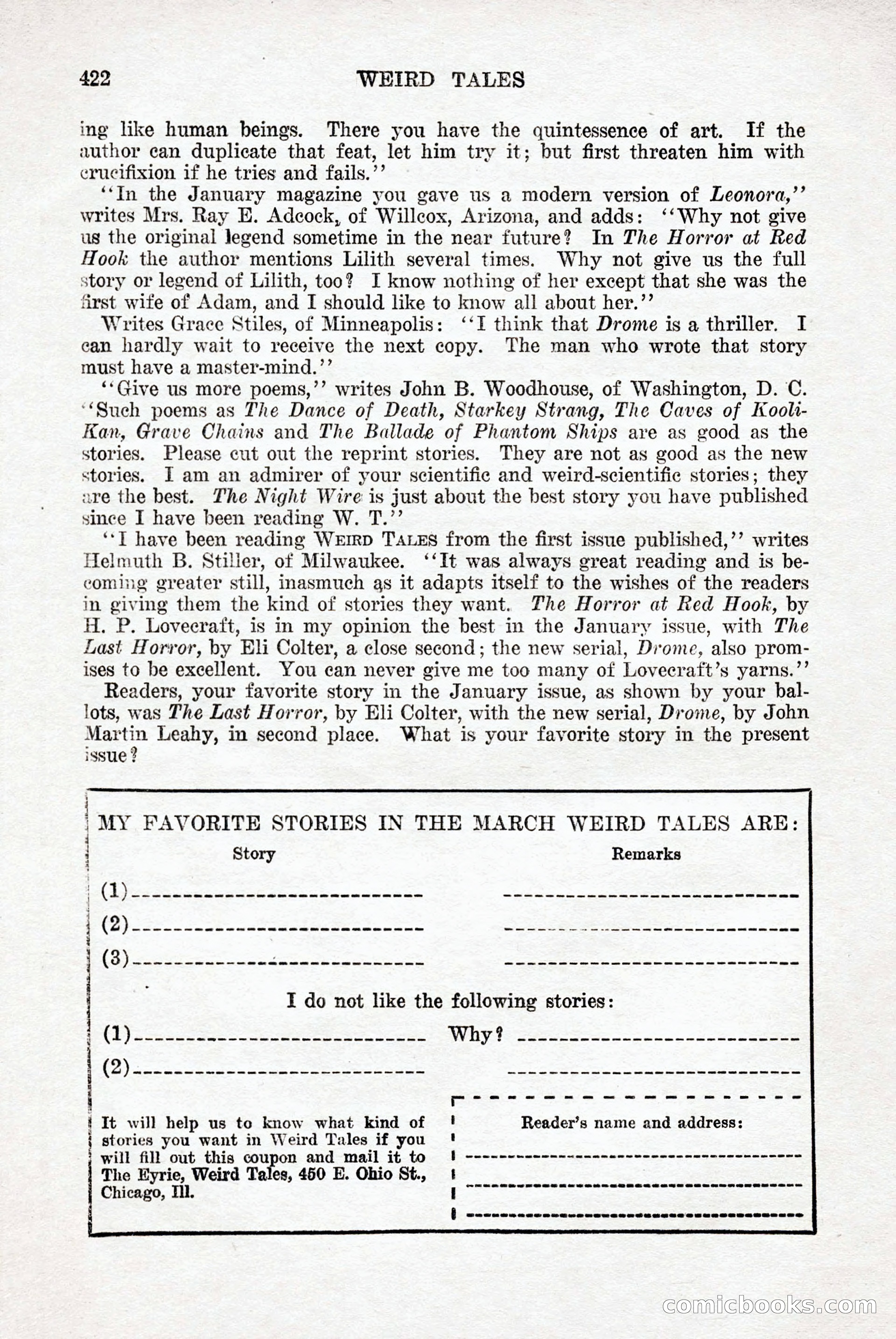 Weird Tales, Vol. 9, No. 3 — page 136 of 148