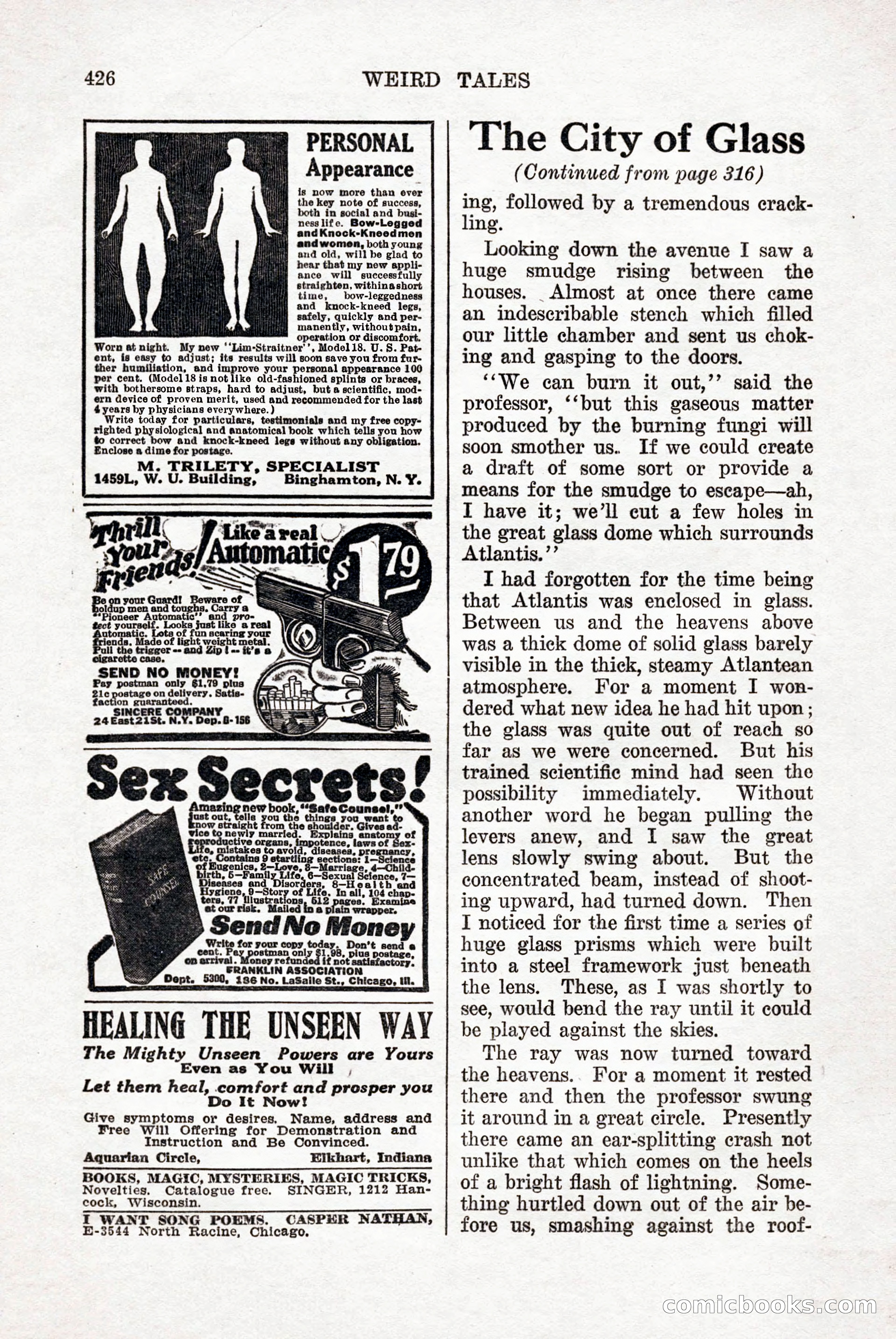 Weird Tales, Vol. 9, No. 3 — page 140 of 148