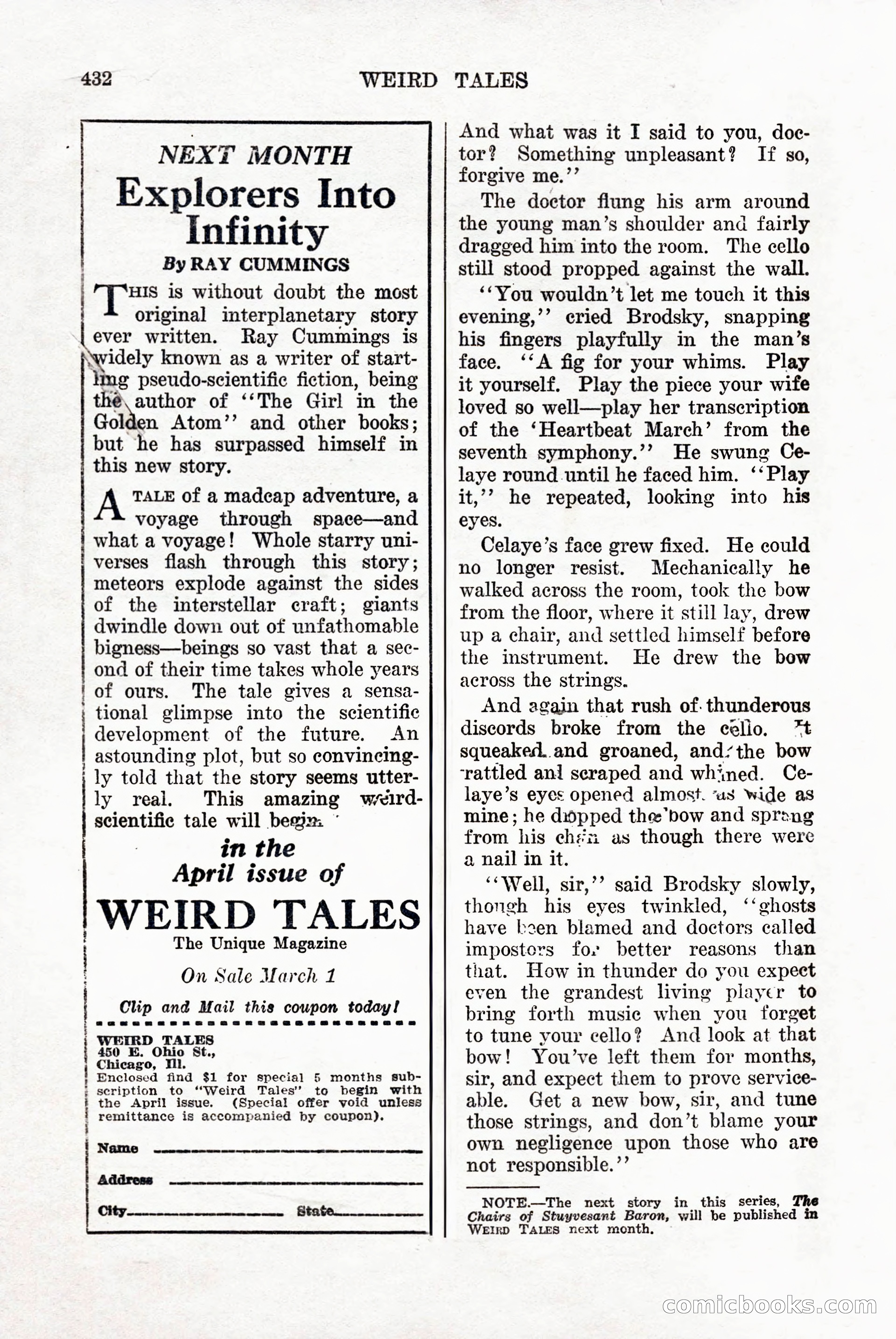 Weird Tales, Vol. 9, No. 3 — page 146 of 148