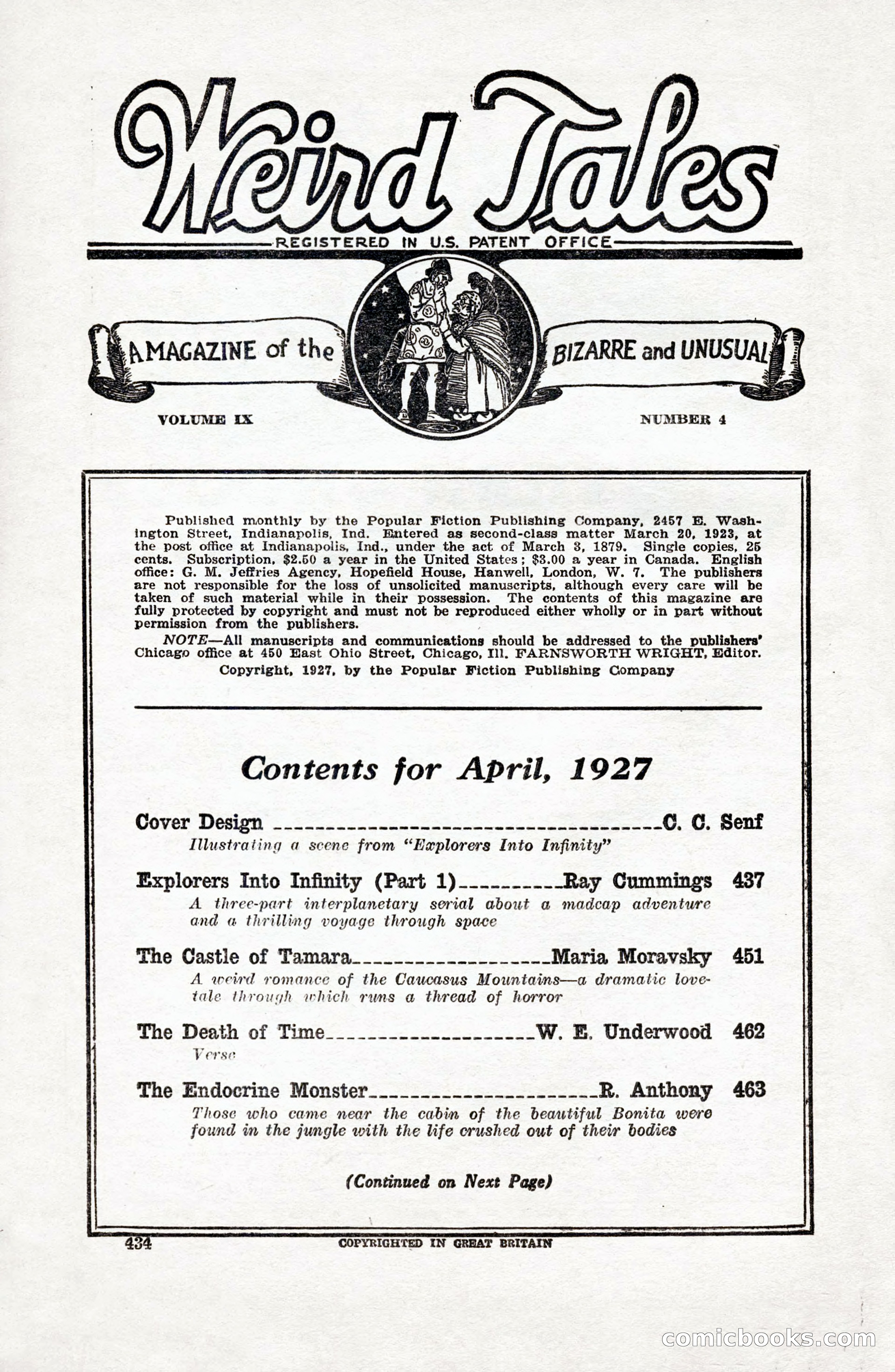Weird Tales, April 1927 — page 4 of 148