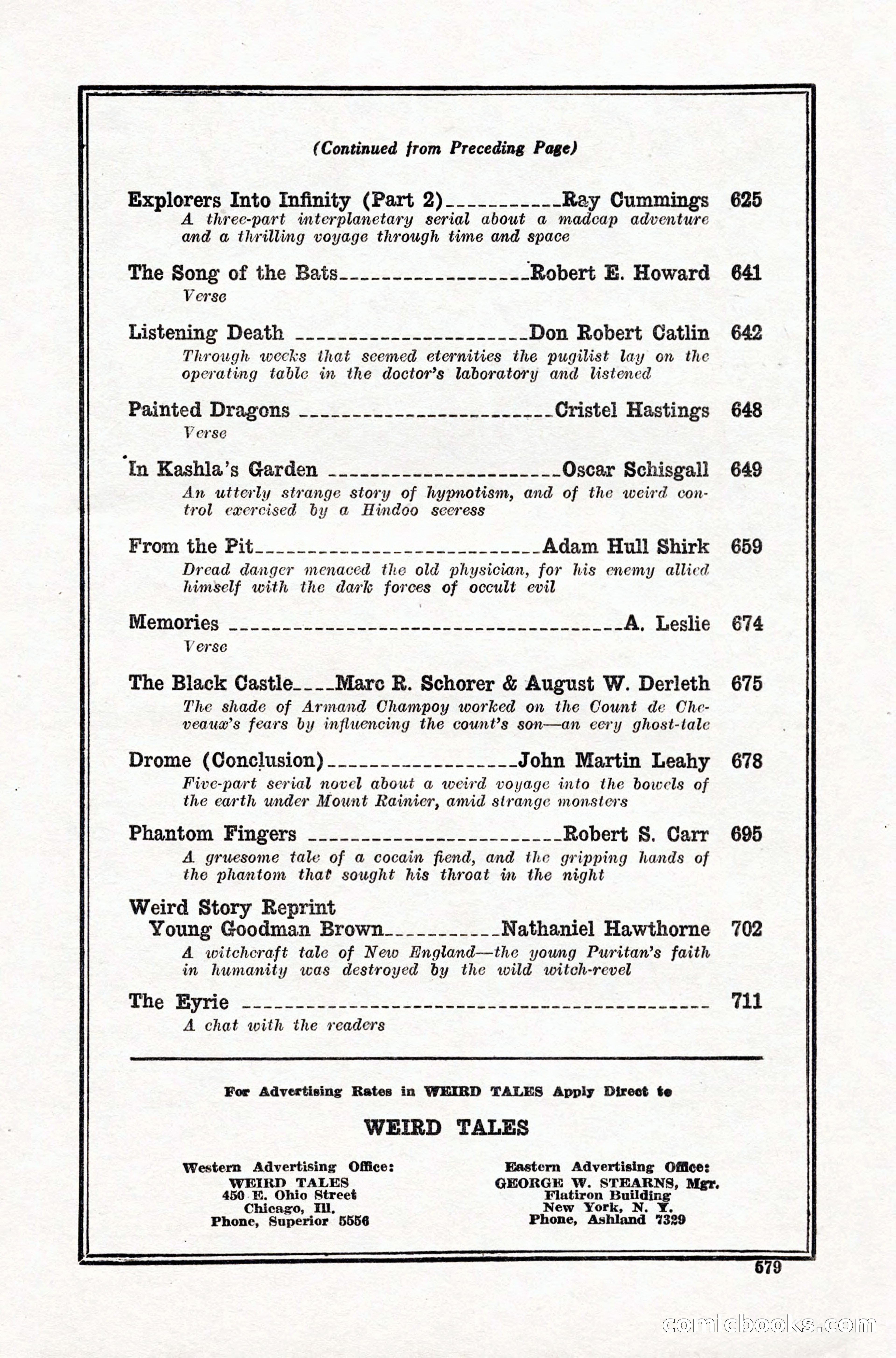 Weird Tales, Vol. IX, No. 5 — page 5 of 148