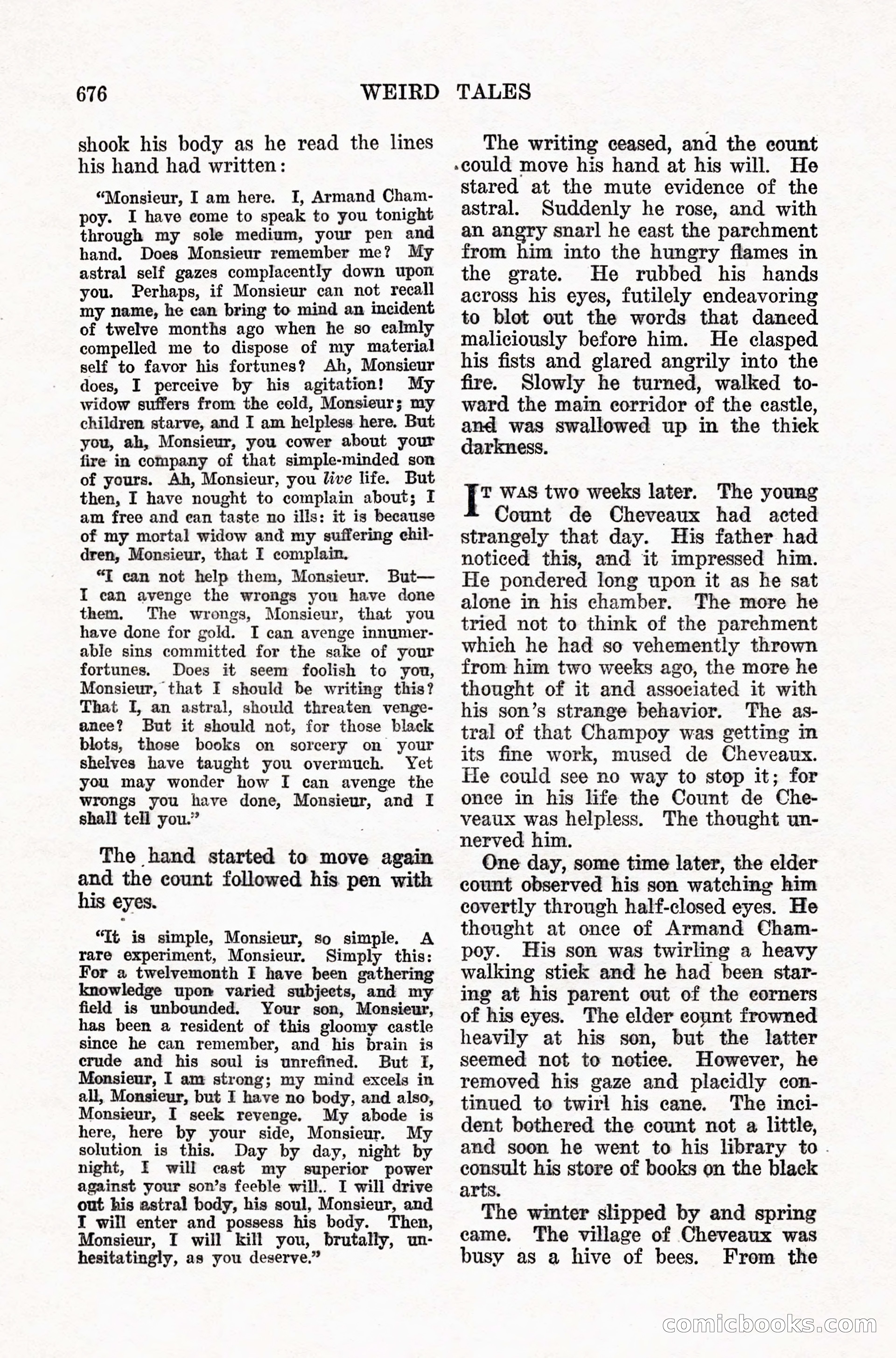 Weird Tales, Vol. IX, No. 5 — page 102 of 148