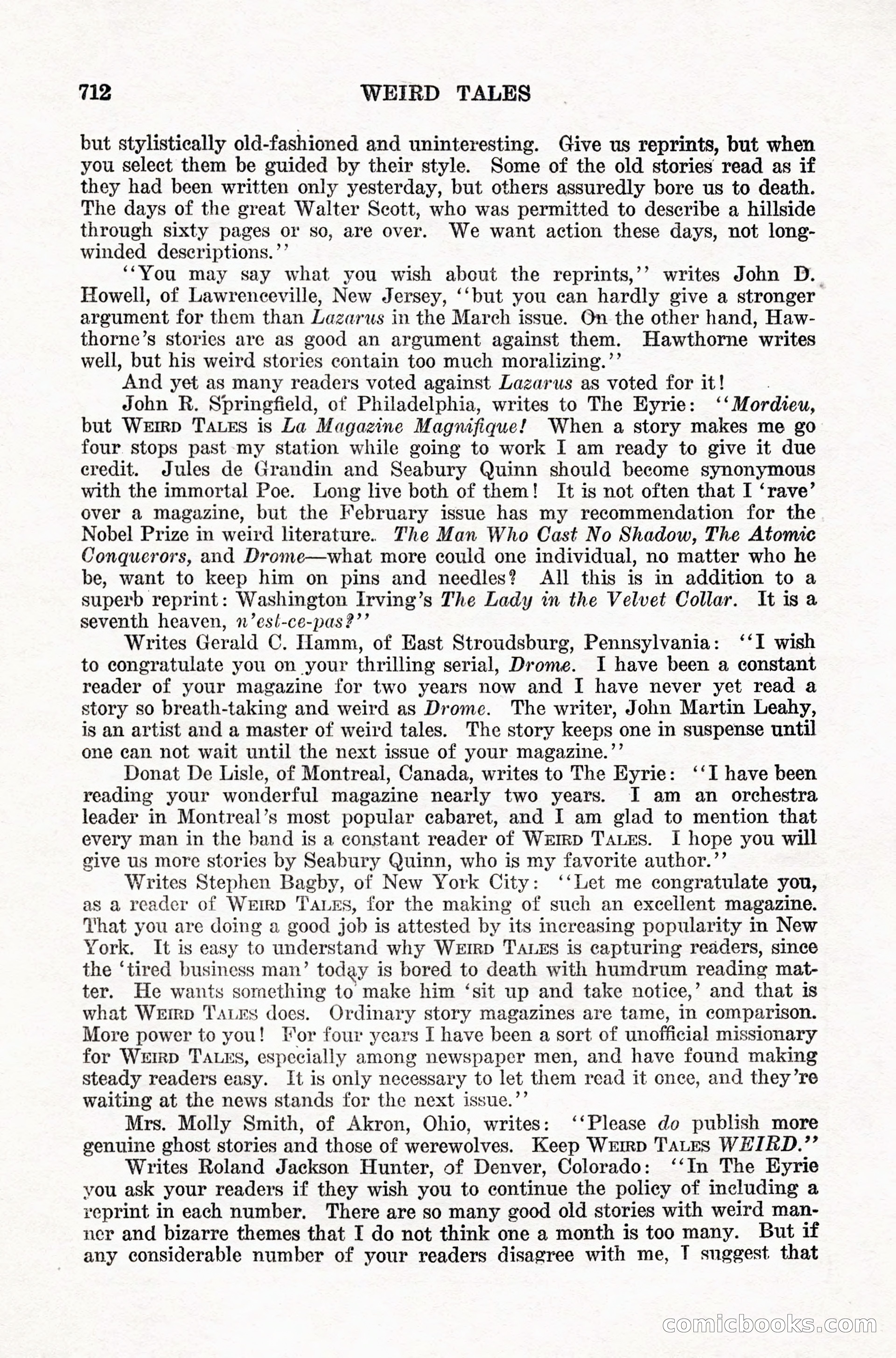 Weird Tales, Vol. IX, No. 5 — page 138 of 148