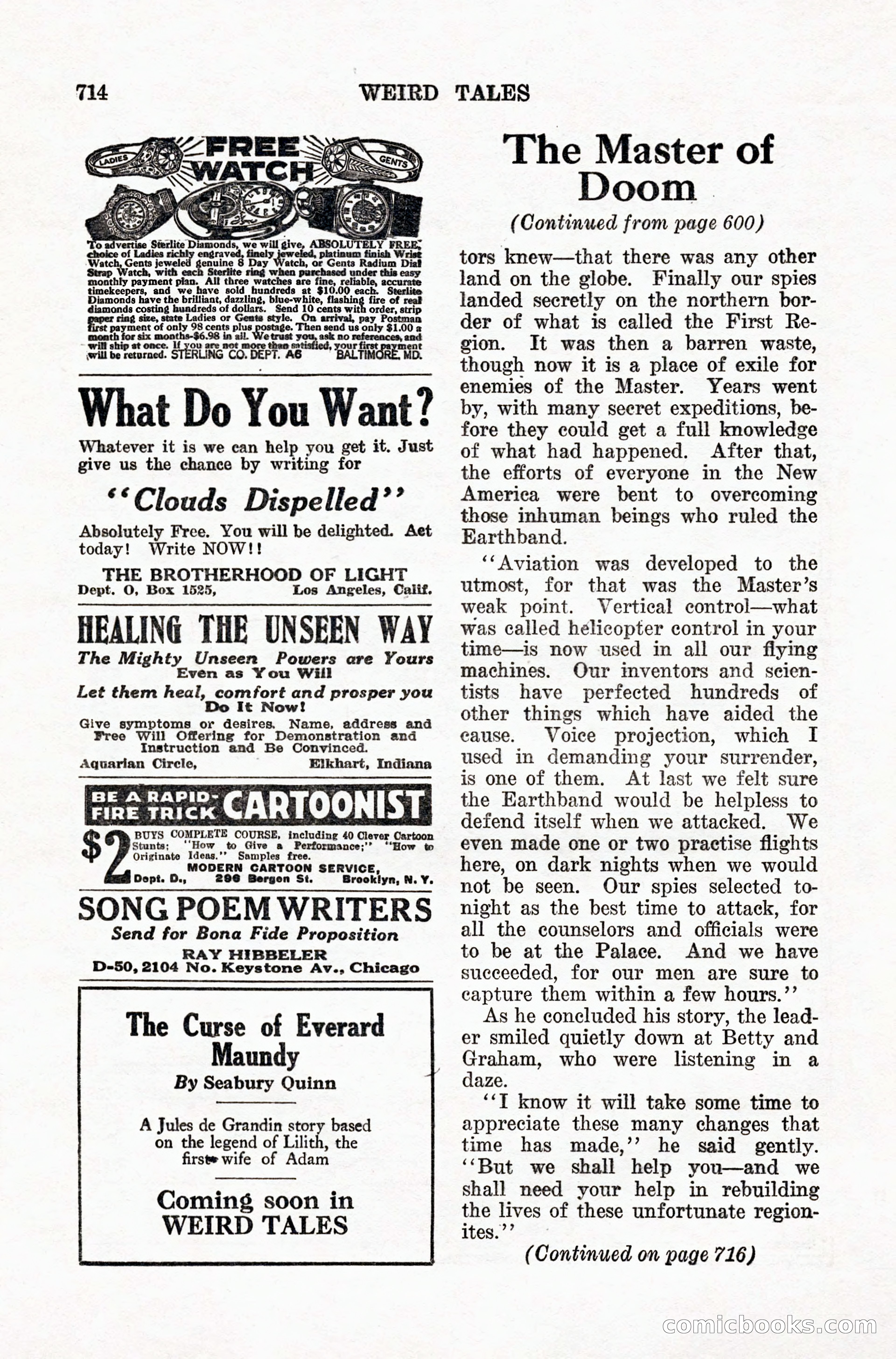 Weird Tales, Vol. IX, No. 5 — page 140 of 148
