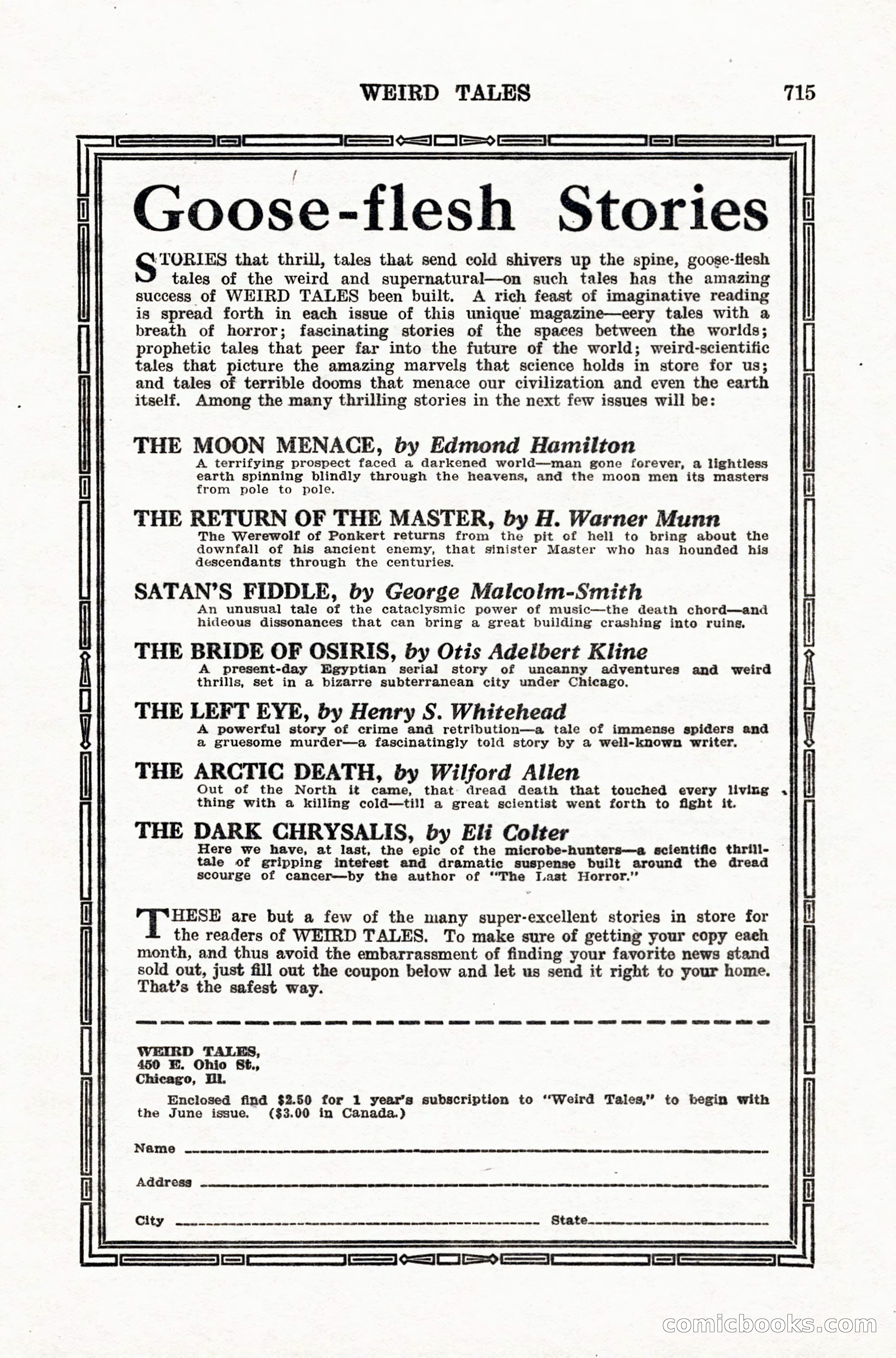 Weird Tales, Vol. IX, No. 5 — page 141 of 148