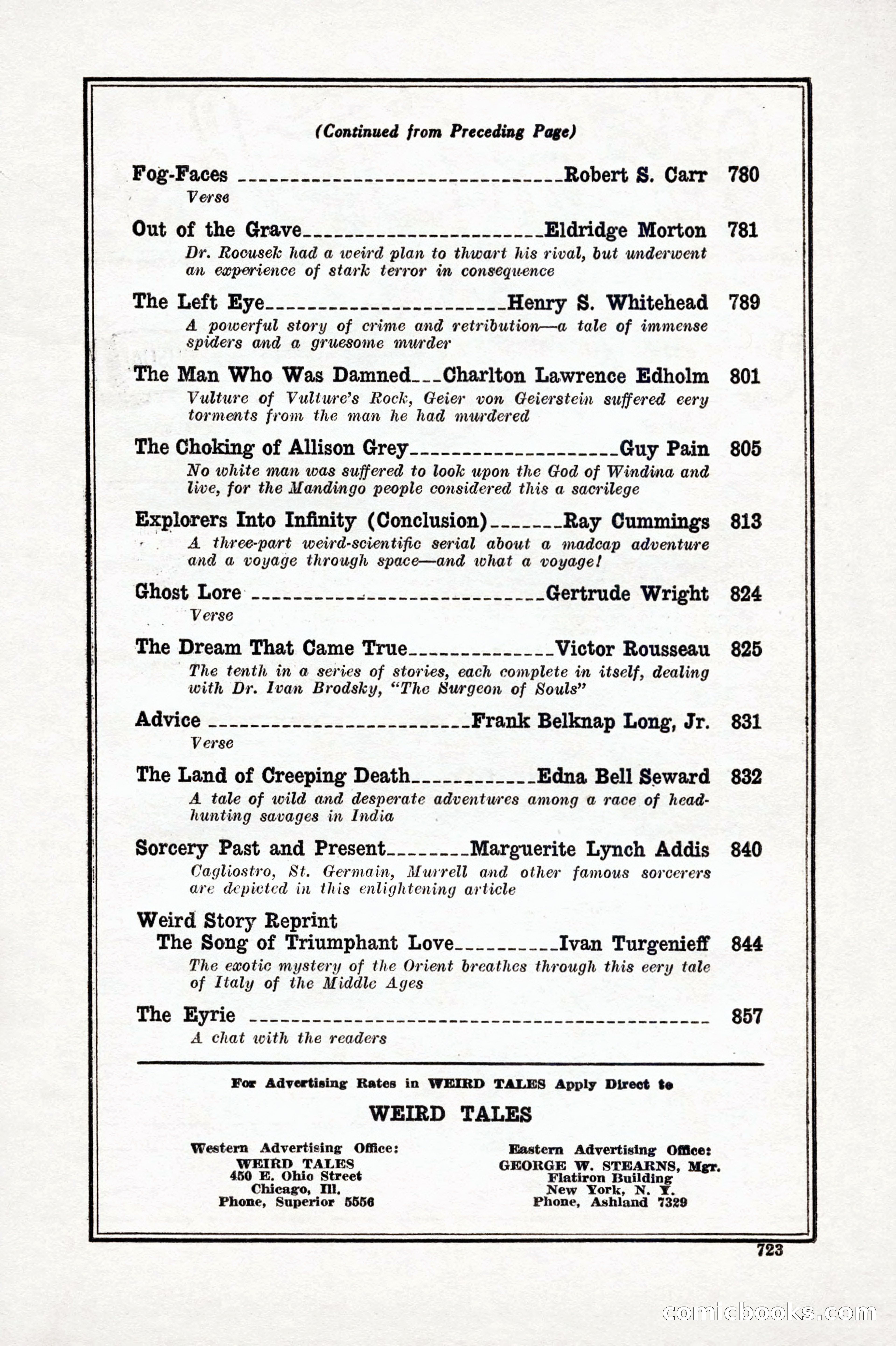 Weird Tales, Vol. IX, No. 6 — page 5 of 148