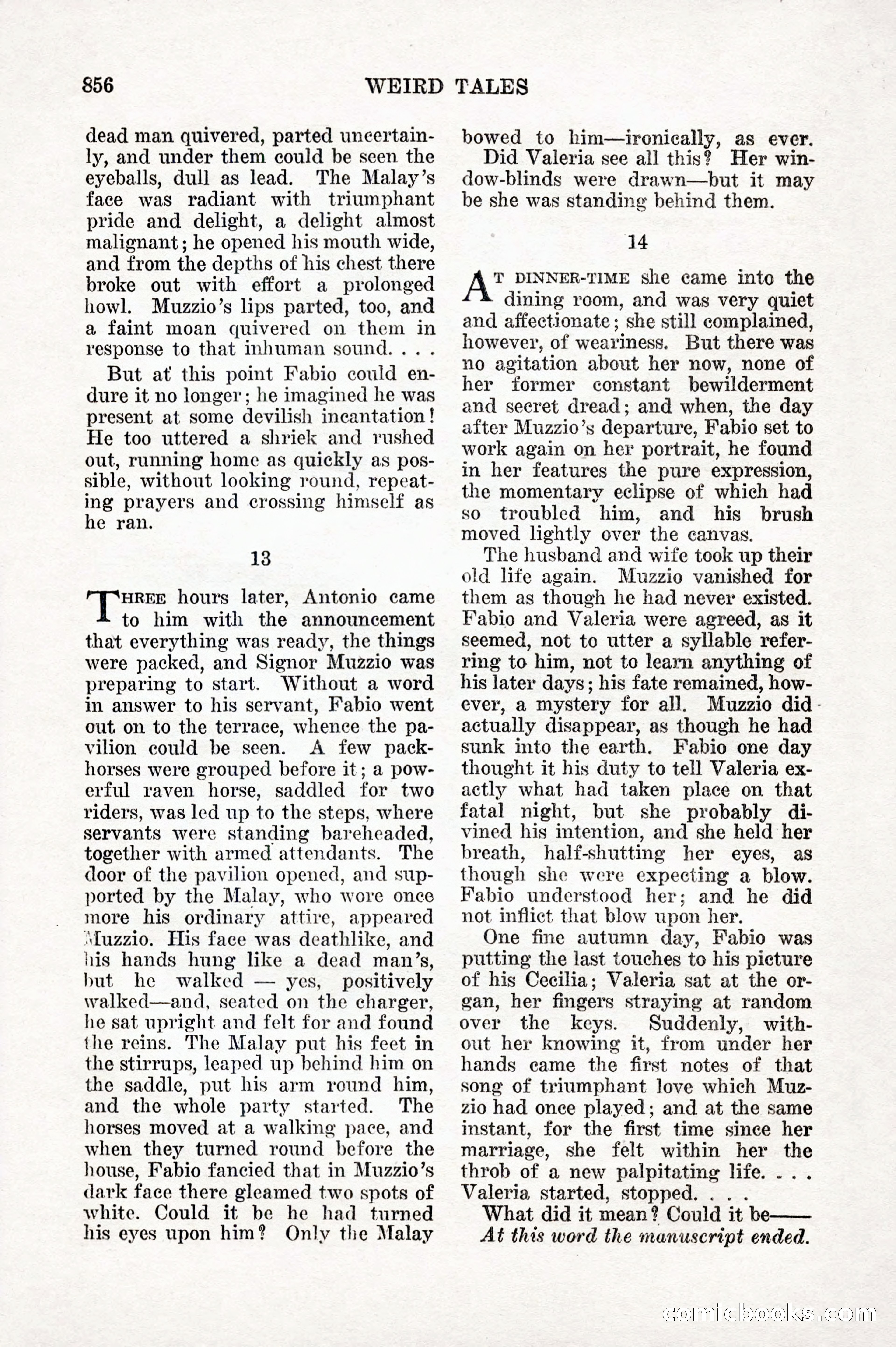 Weird Tales, Vol. IX, No. 6 — page 138 of 148