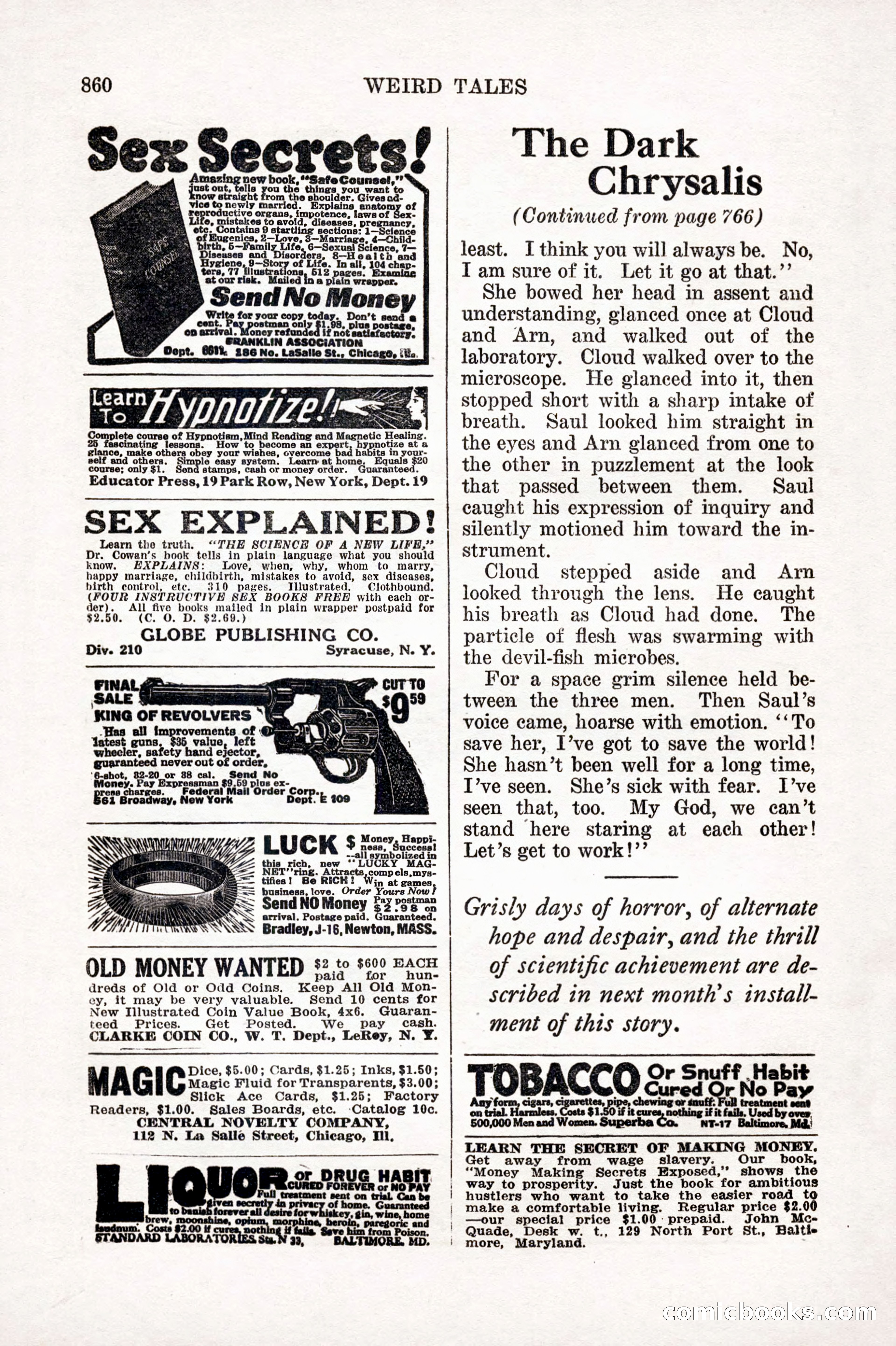 Weird Tales, Vol. IX, No. 6 — page 142 of 148