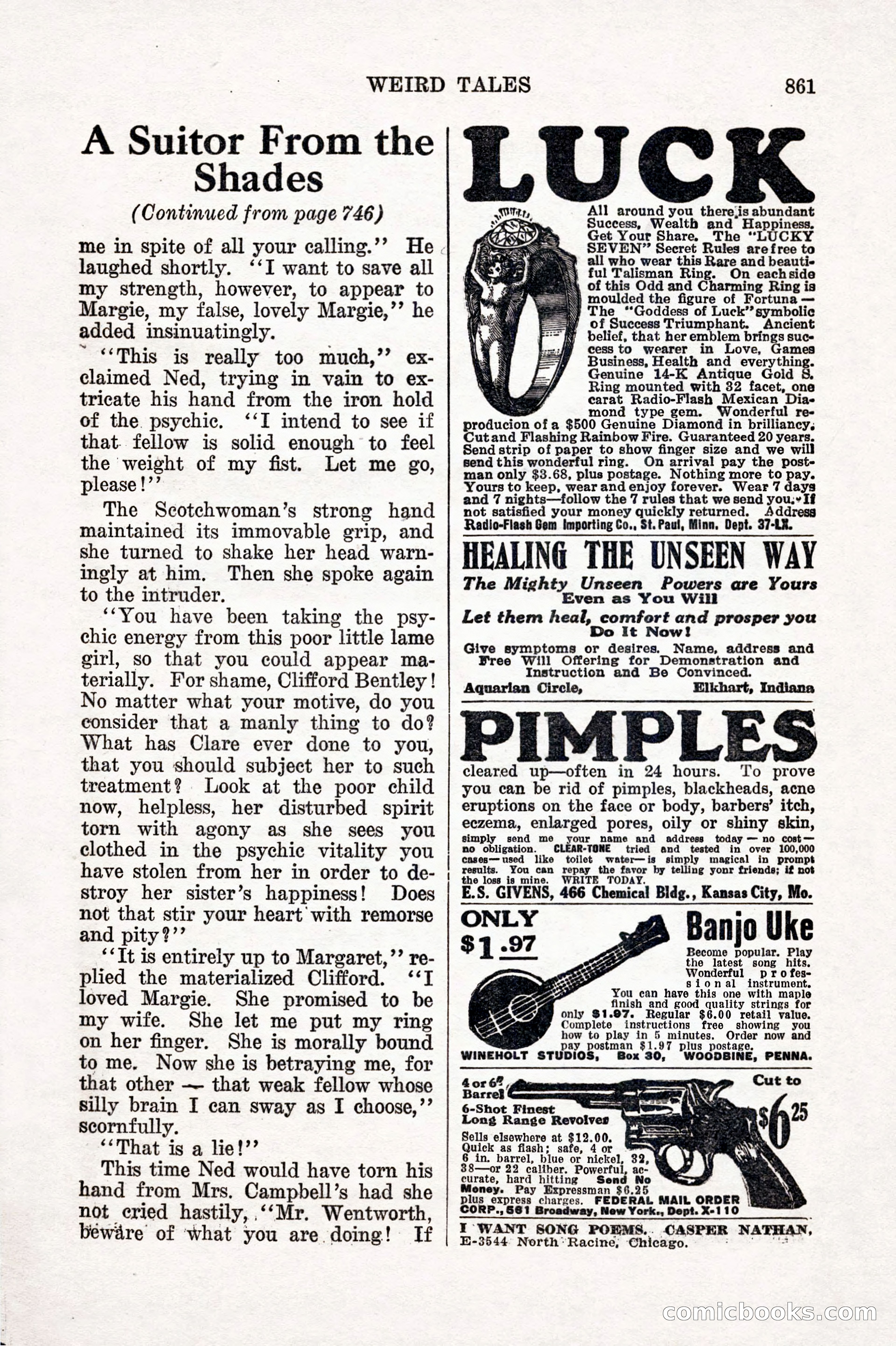 Weird Tales, Vol. IX, No. 6 — page 143 of 148