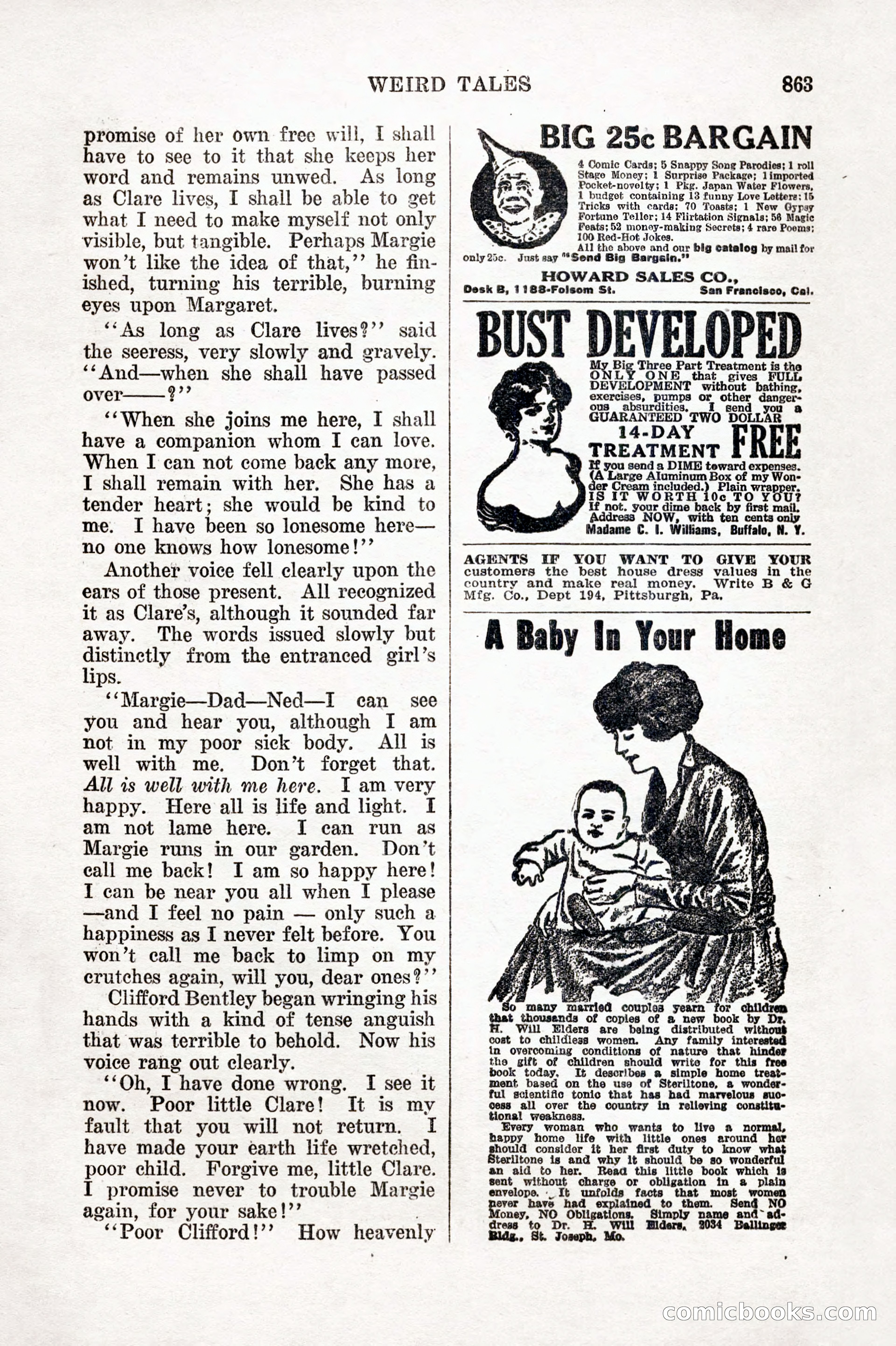 Weird Tales, Vol. IX, No. 6 — page 145 of 148