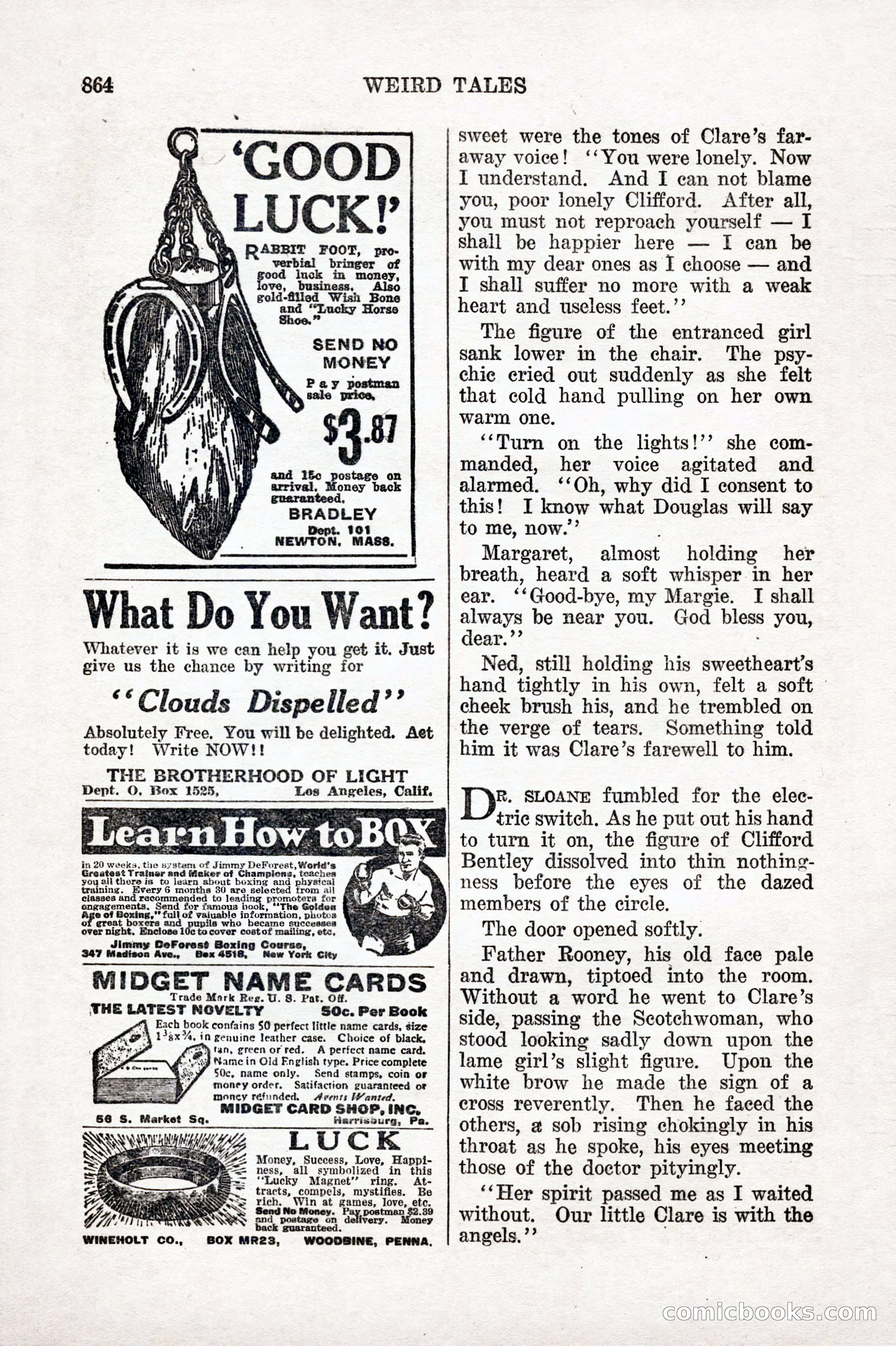 Weird Tales, Vol. IX, No. 6 — page 146 of 148