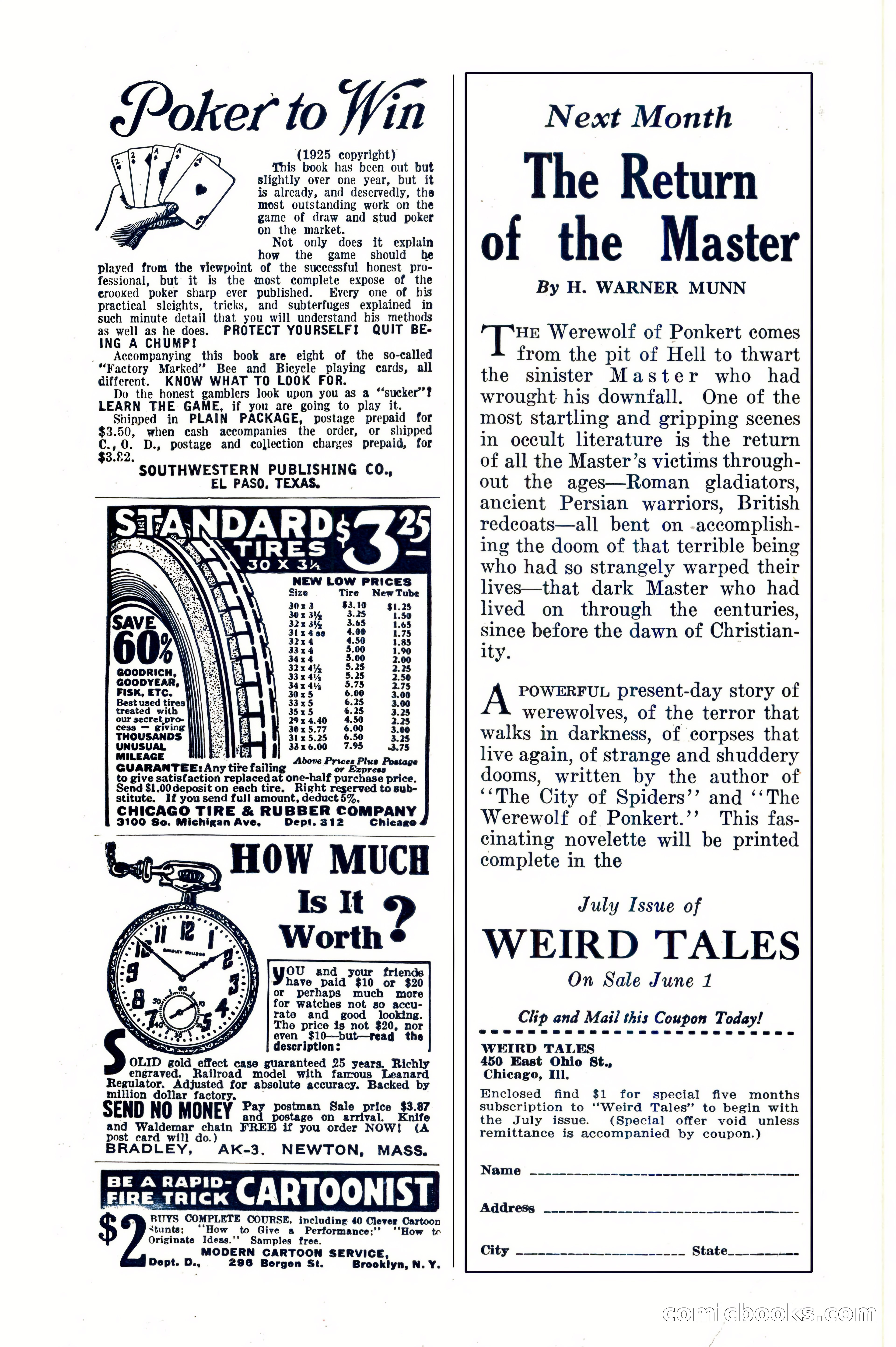 Weird Tales, Vol. IX, No. 6 — page 147 of 148