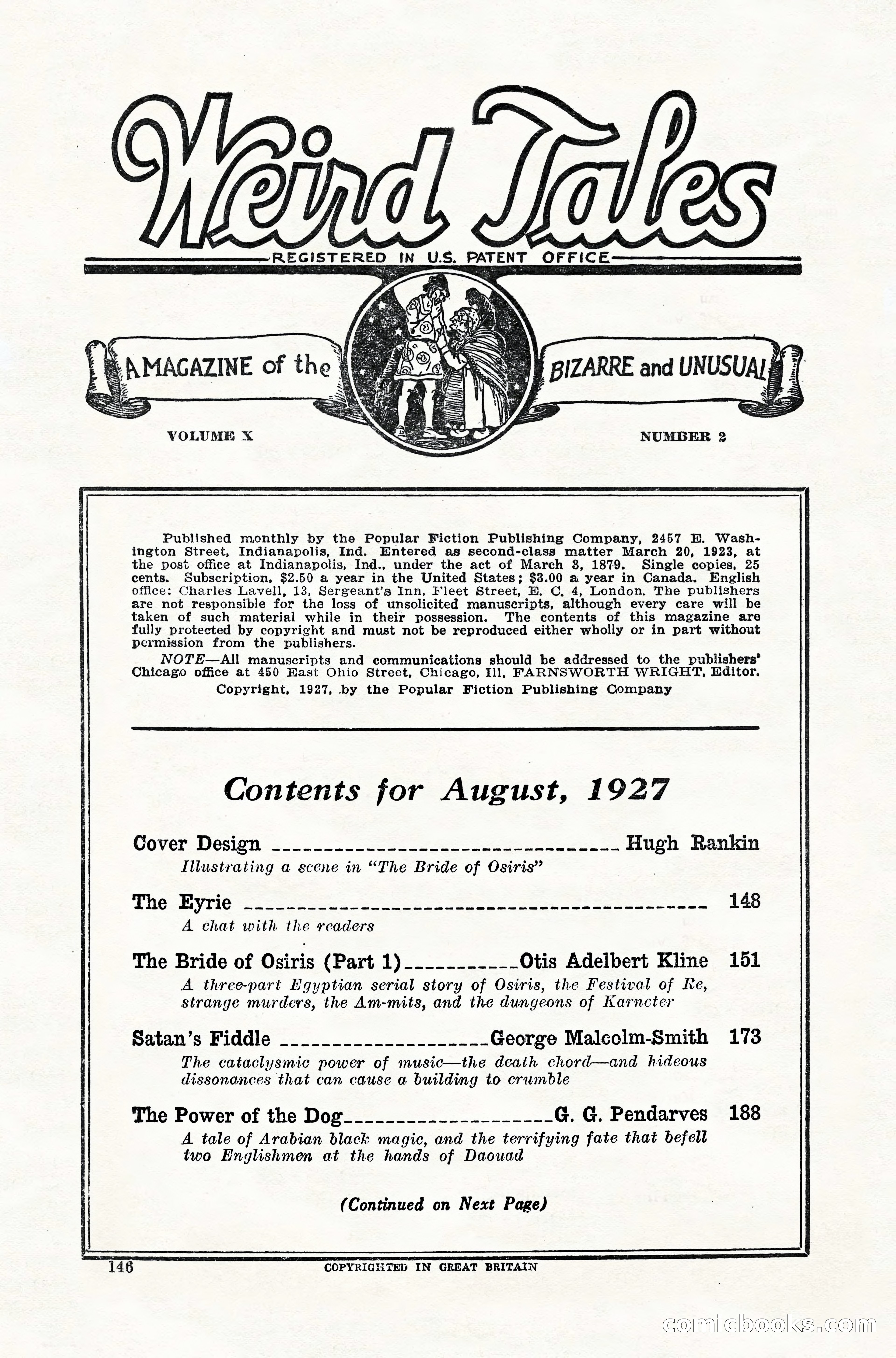 Weird Tales, Vol. 10, No. 2 — page 4 of 148