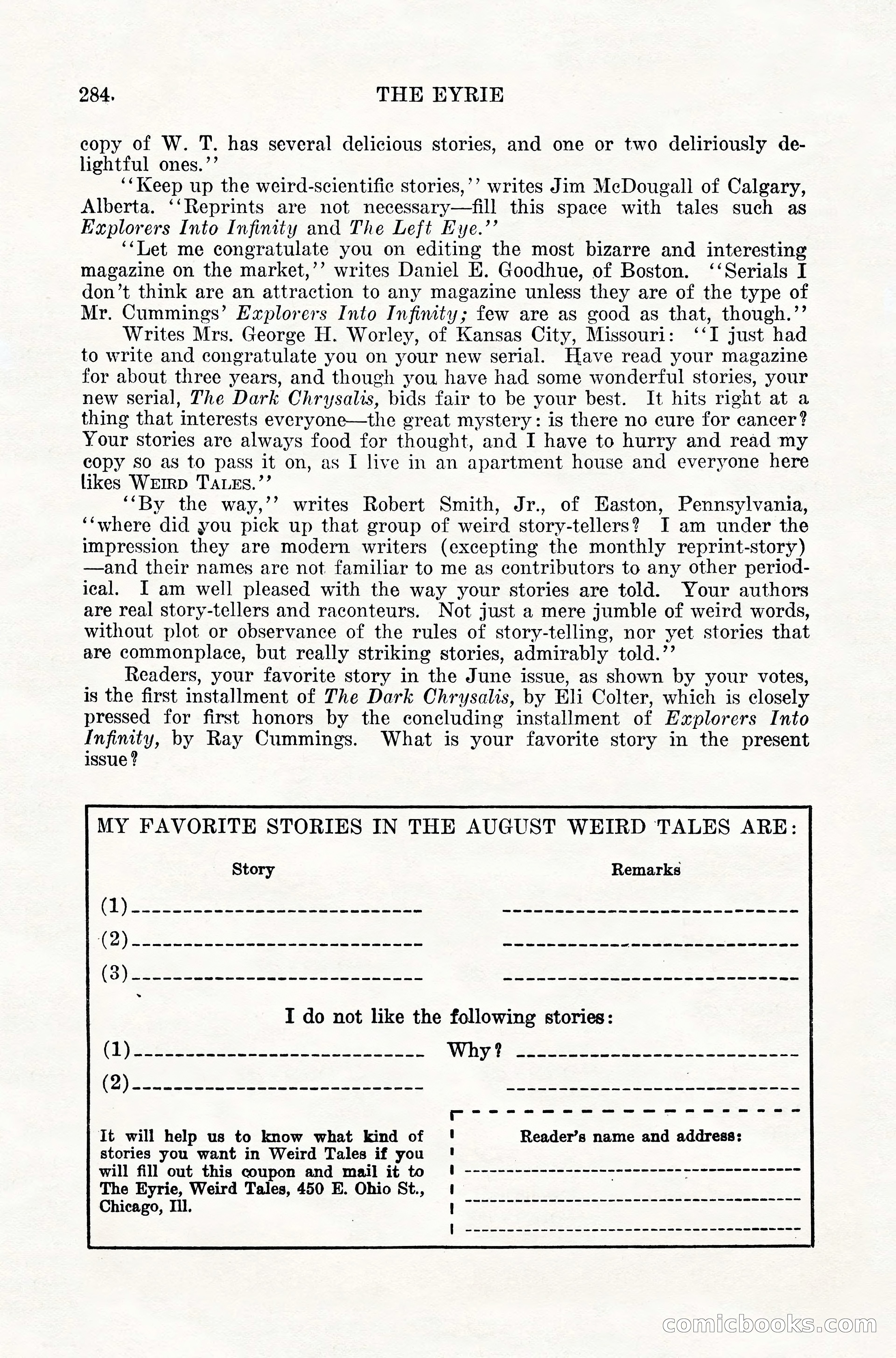 Weird Tales, Vol. 10, No. 2 — page 142 of 148
