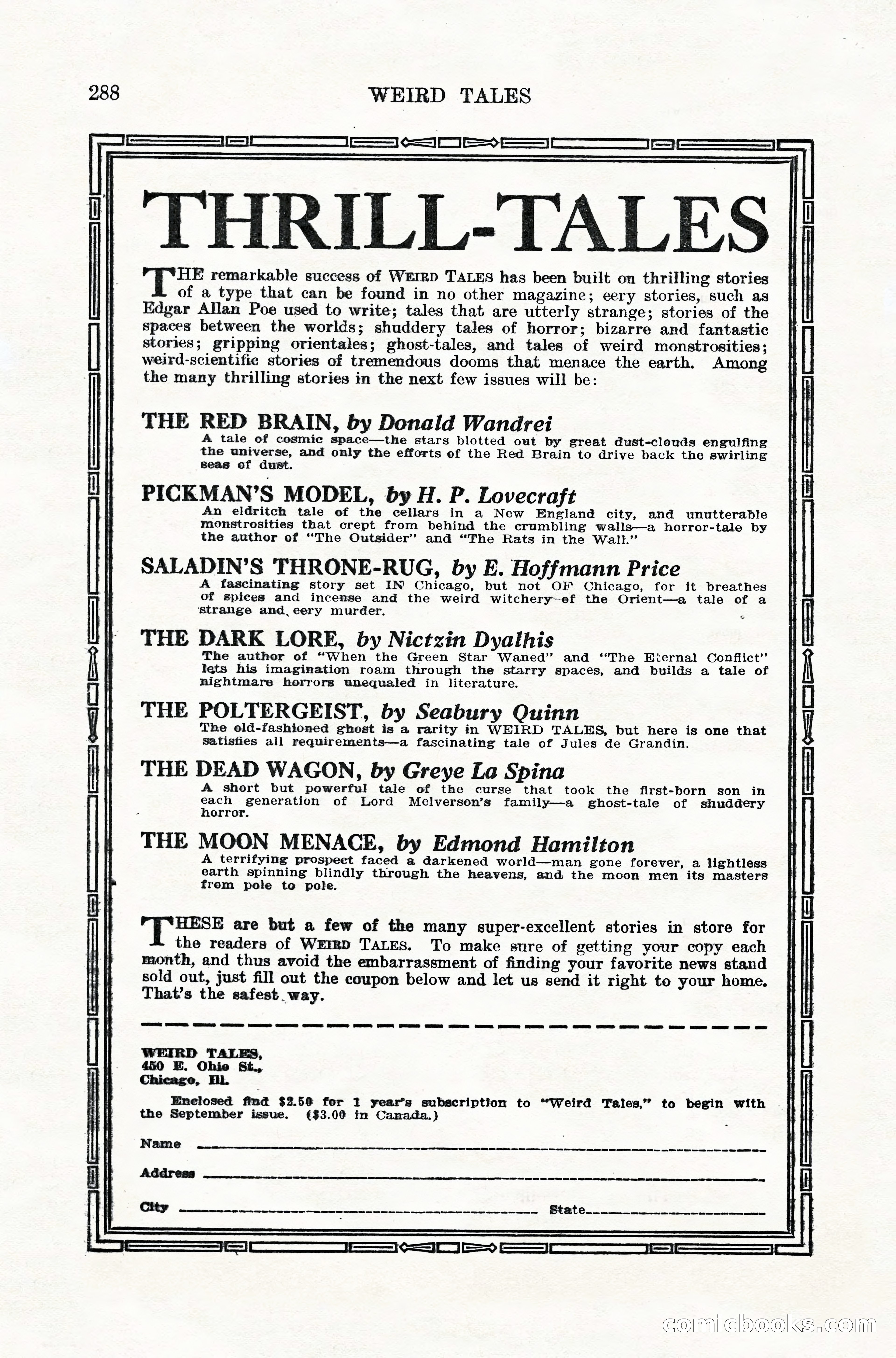 Weird Tales, Vol. 10, No. 2 — page 146 of 148