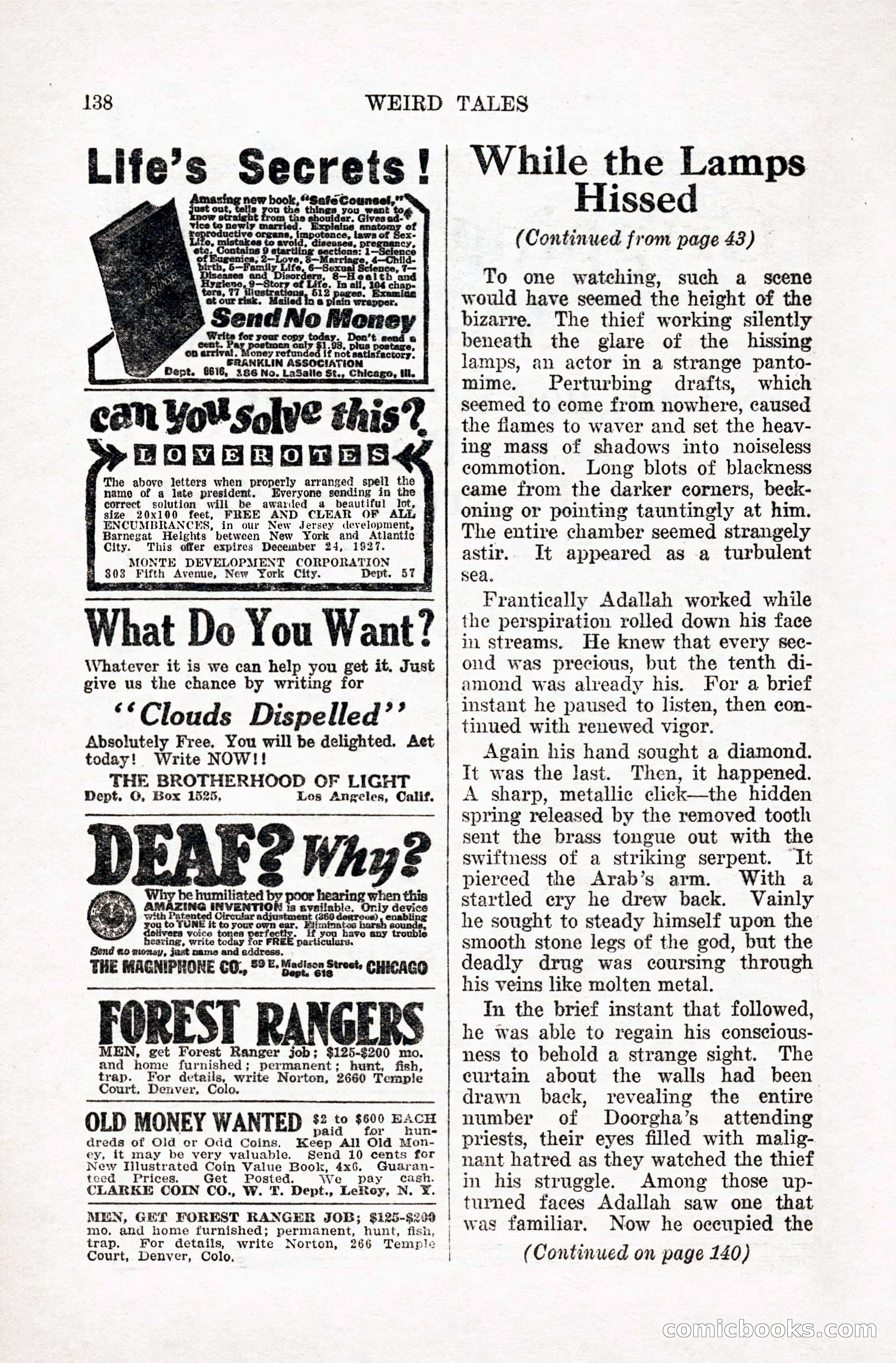 Weird Tales, January 1928 — page 139 of 146