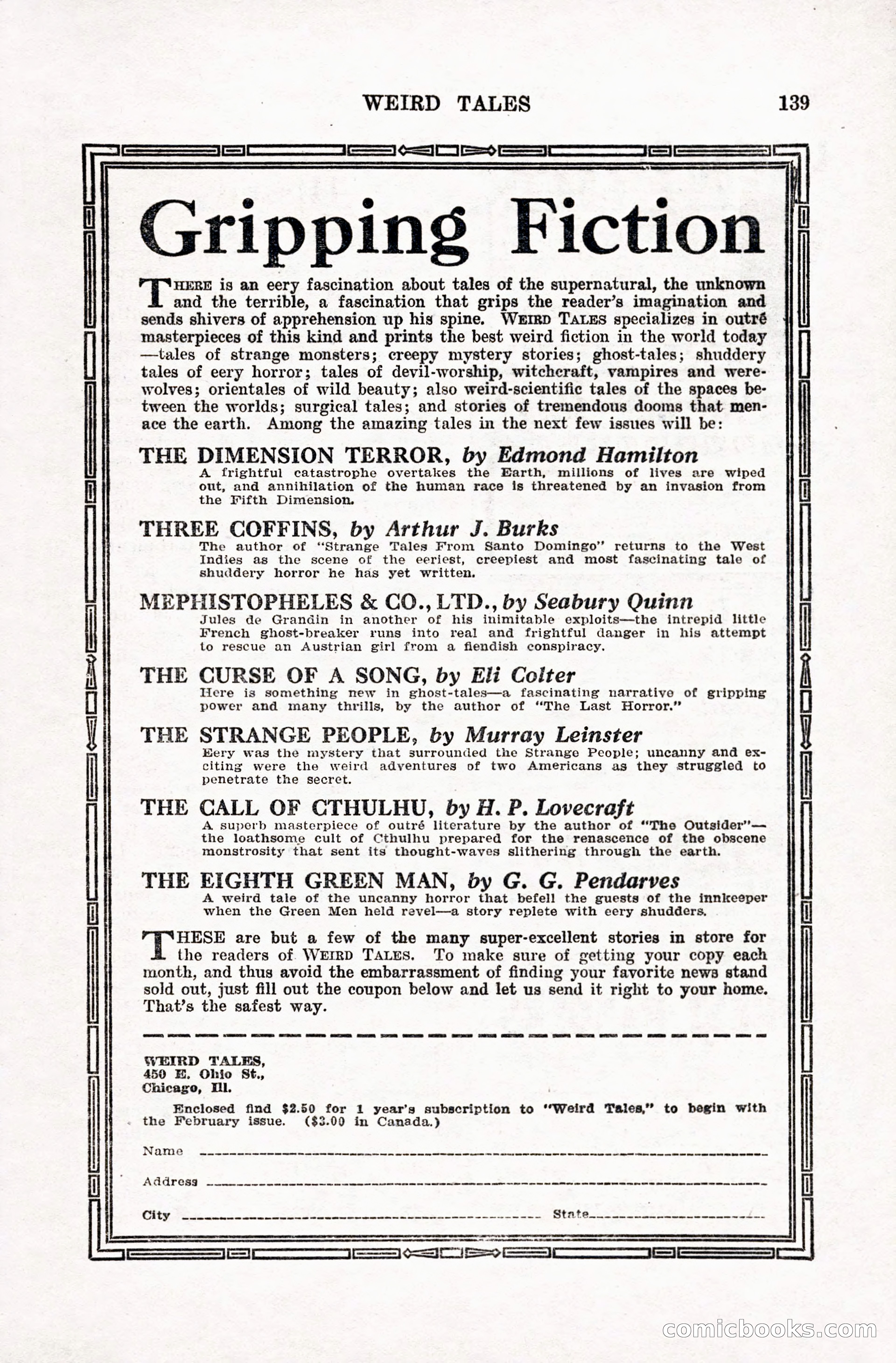 Weird Tales, January 1928 — page 140 of 146