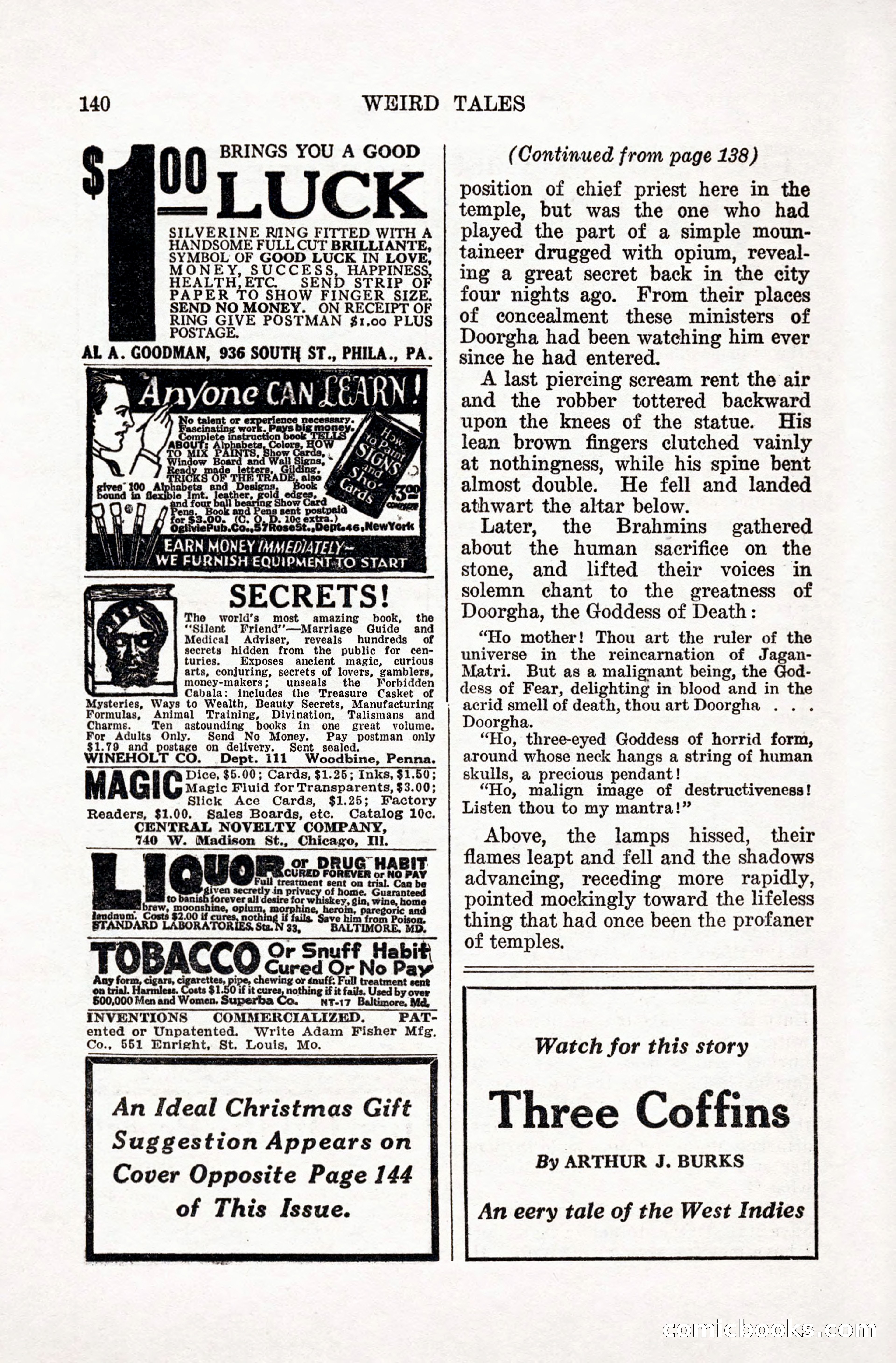 Weird Tales, January 1928 — page 141 of 146