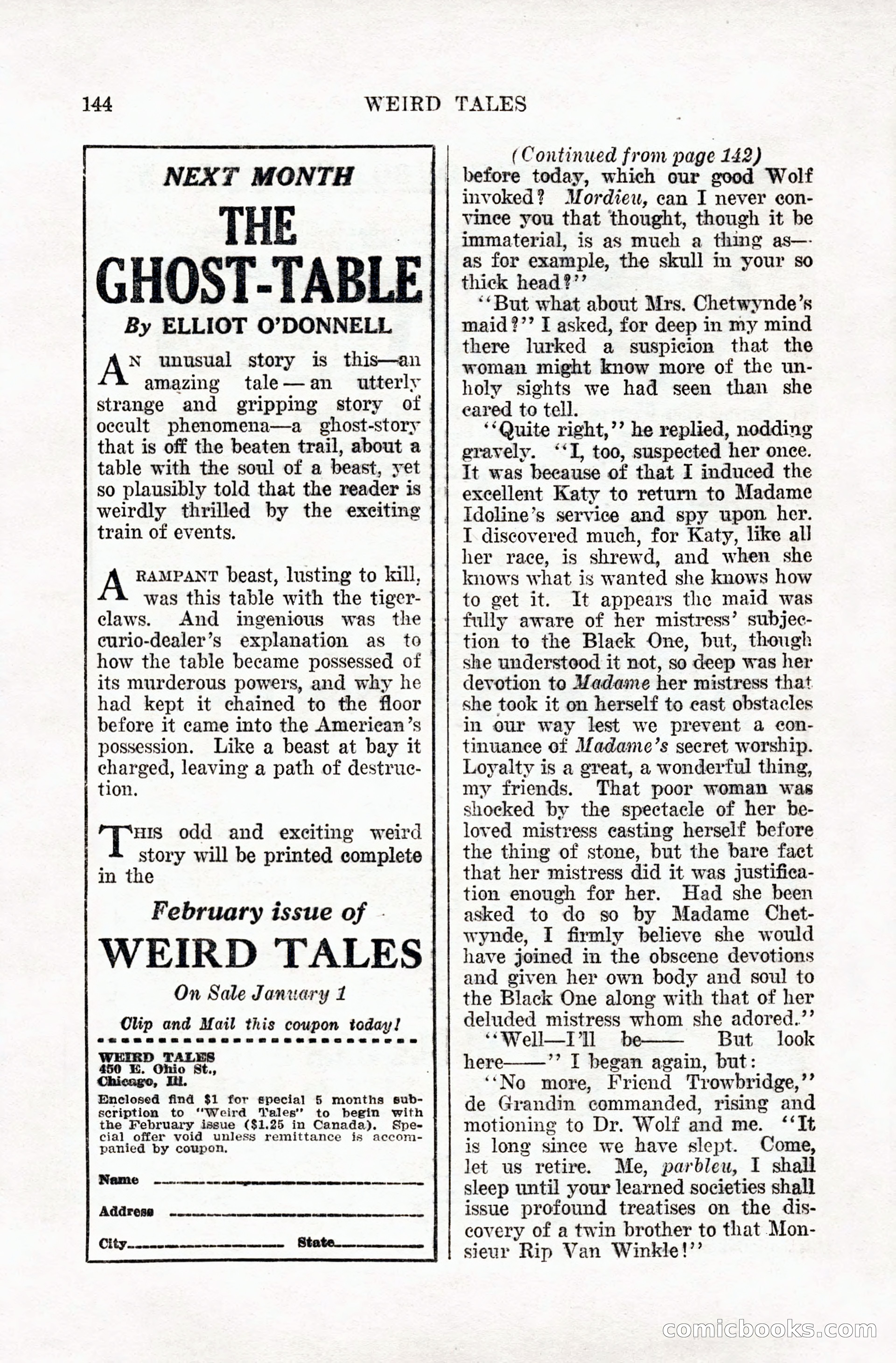 Weird Tales, January 1928 — page 145 of 146