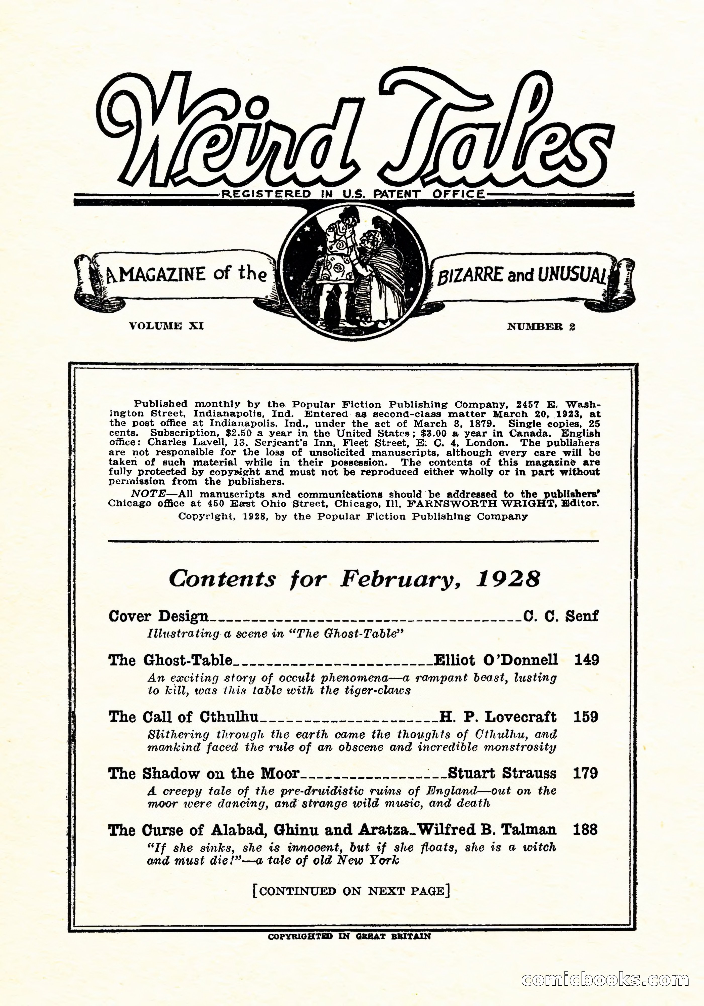 Weird Tales, Vol. 11, No. 2 — page 3 of 146