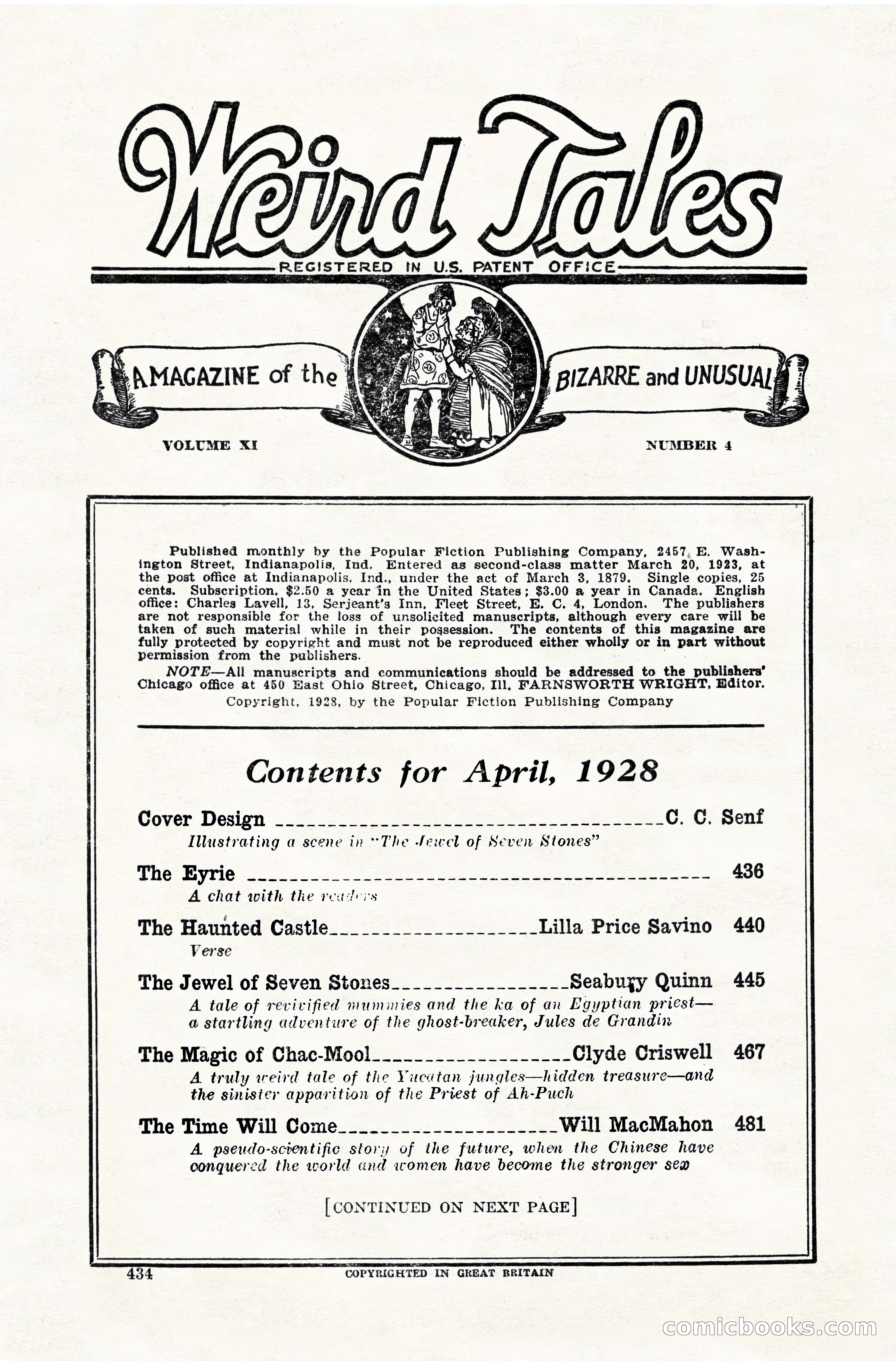 Weird Tales, April 1928 — page 3 of 146