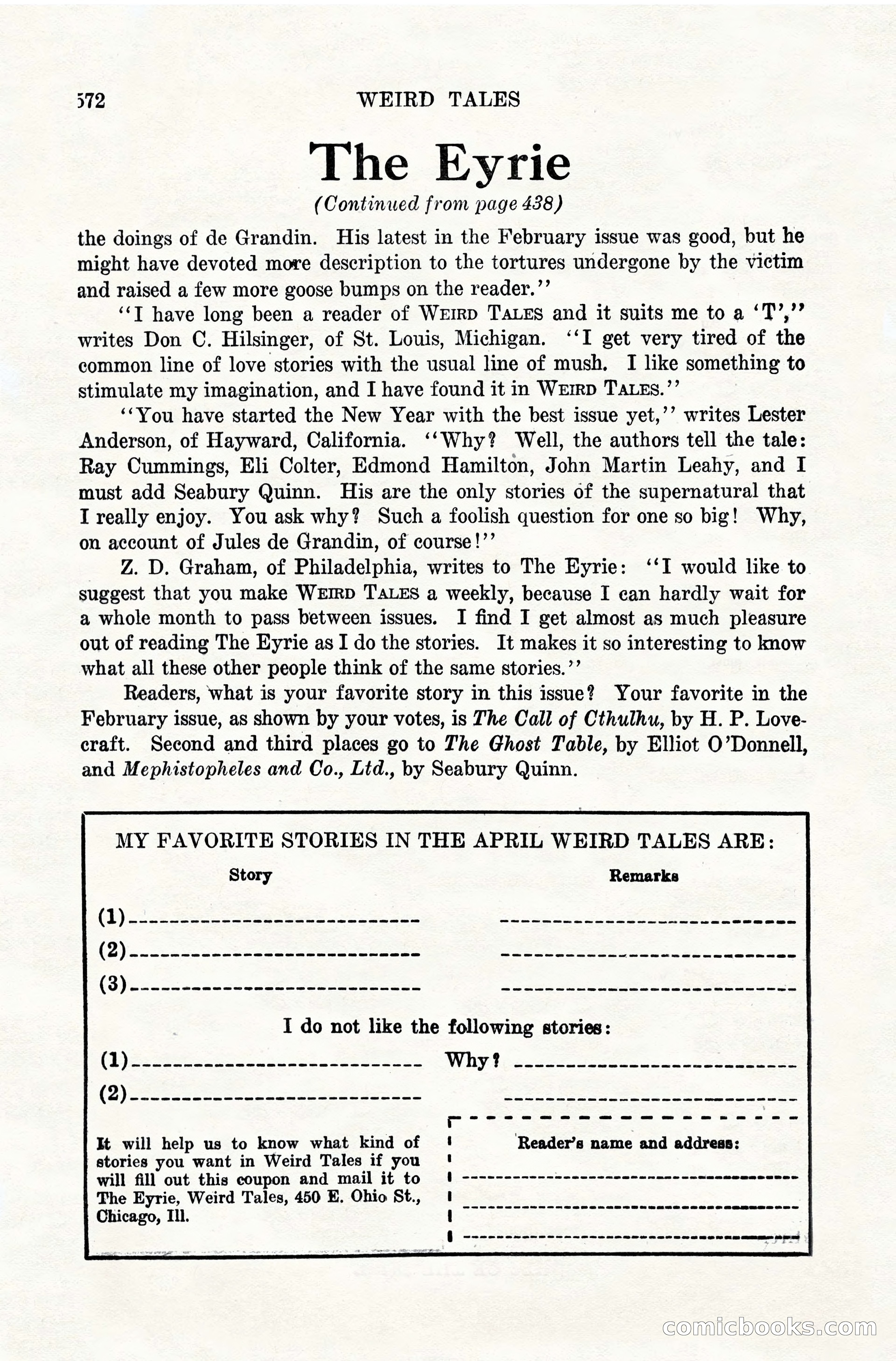 Weird Tales, April 1928 — page 141 of 146