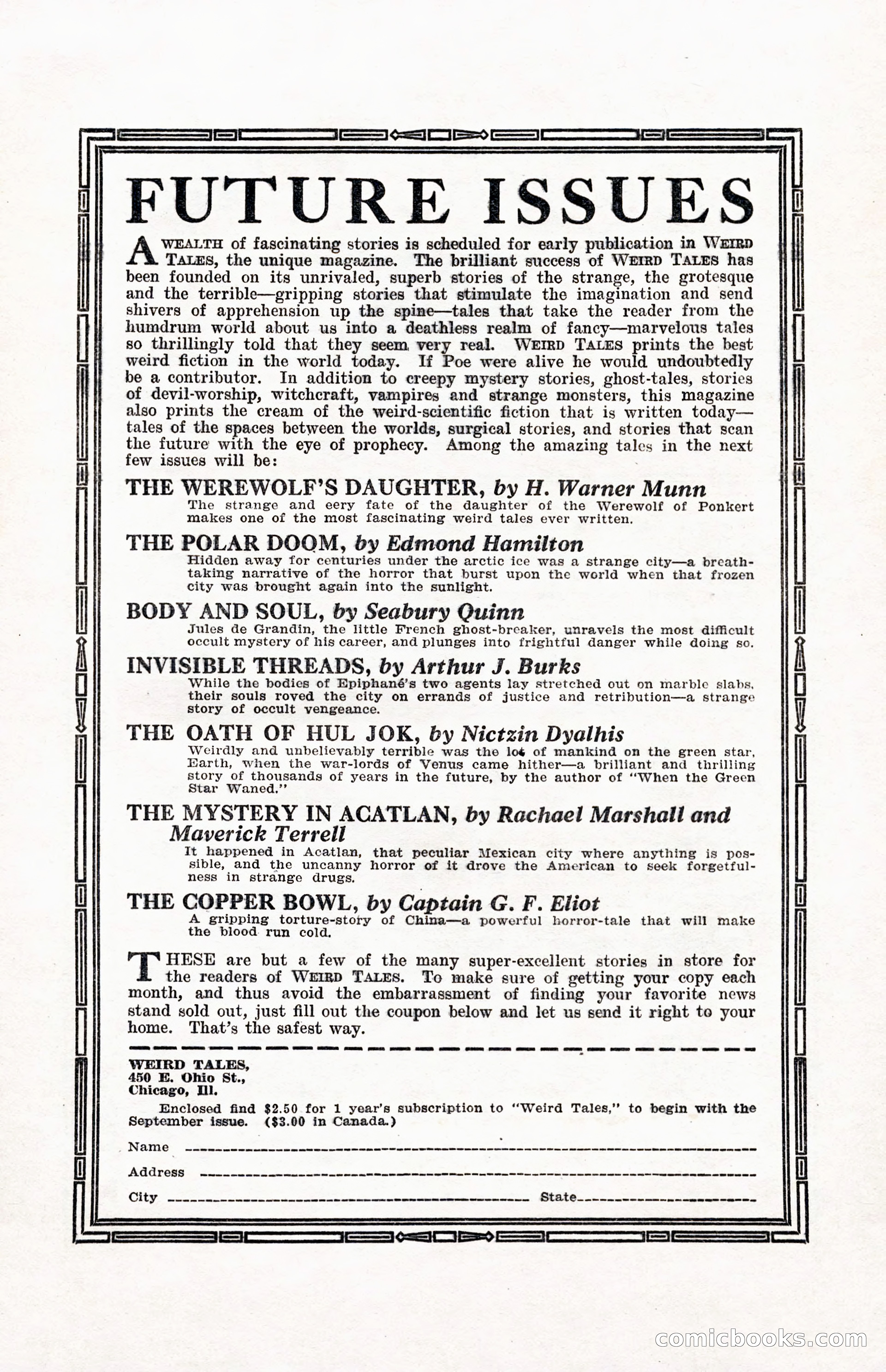 Weird Tales, Vol. 12, No. 2 — page 2 of 146