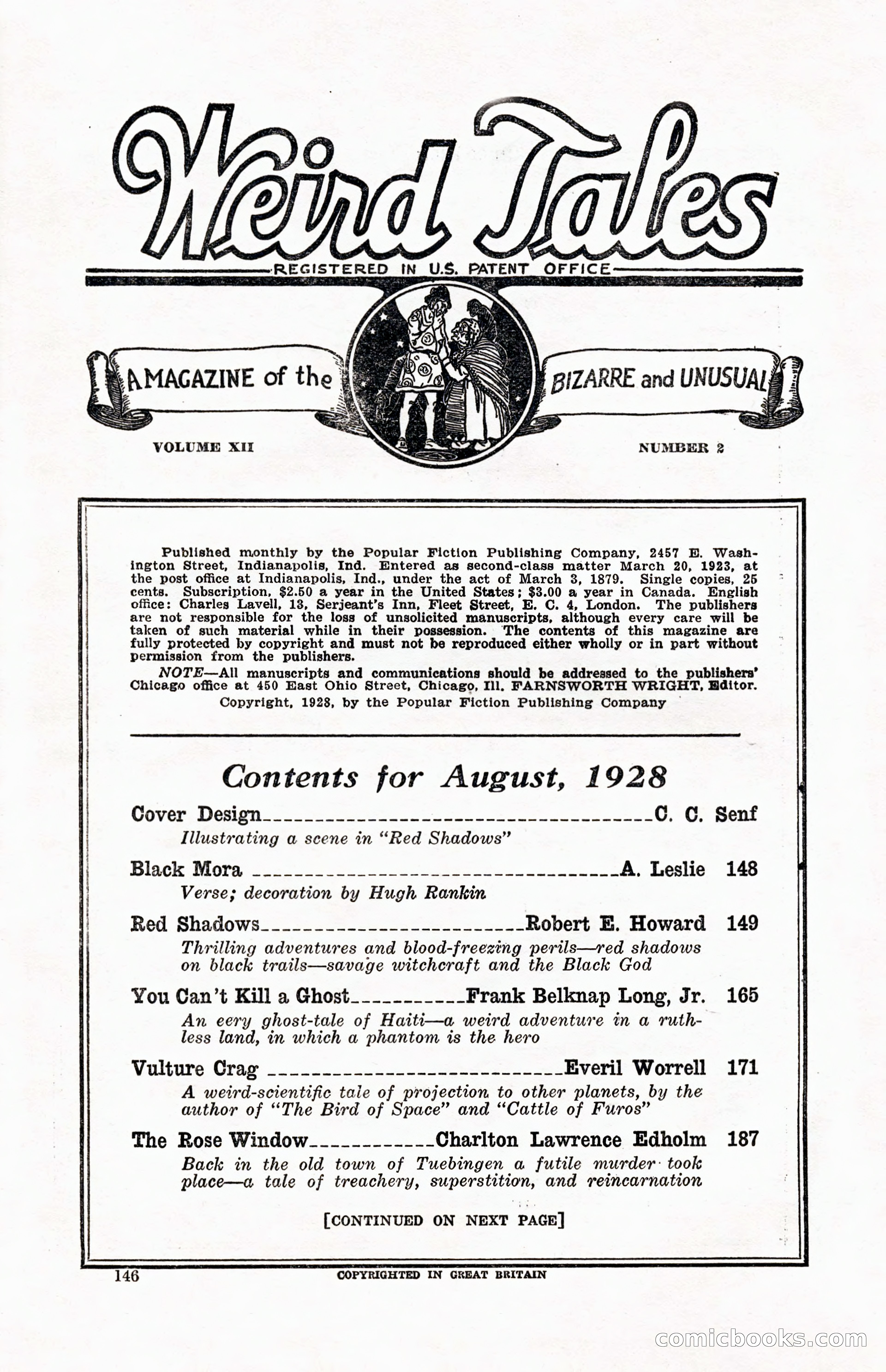 Weird Tales, Vol. 12, No. 2 — page 3 of 146