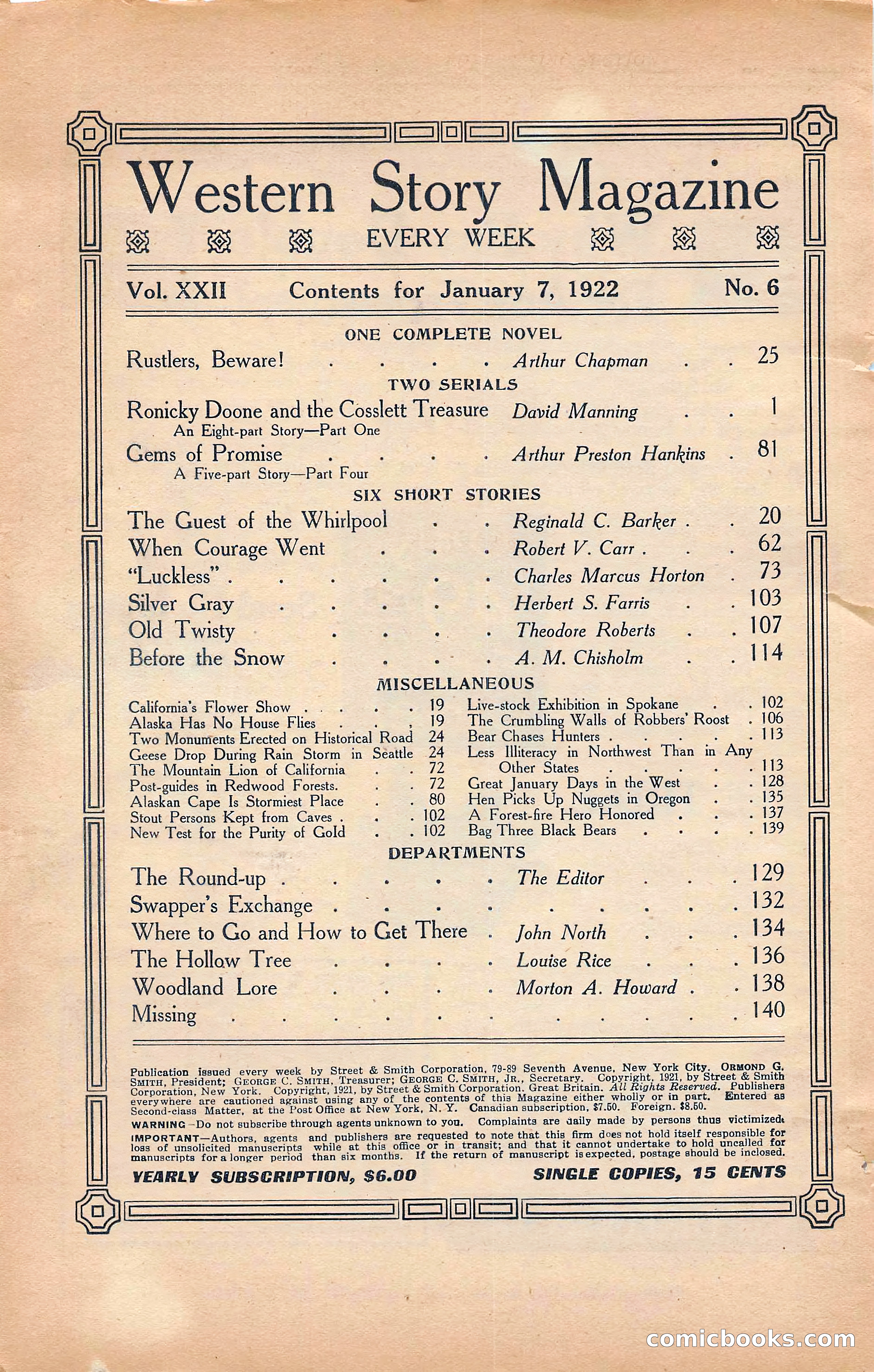 Western Story Magazine, Vol. 22, No. 6 — page 4 of 160