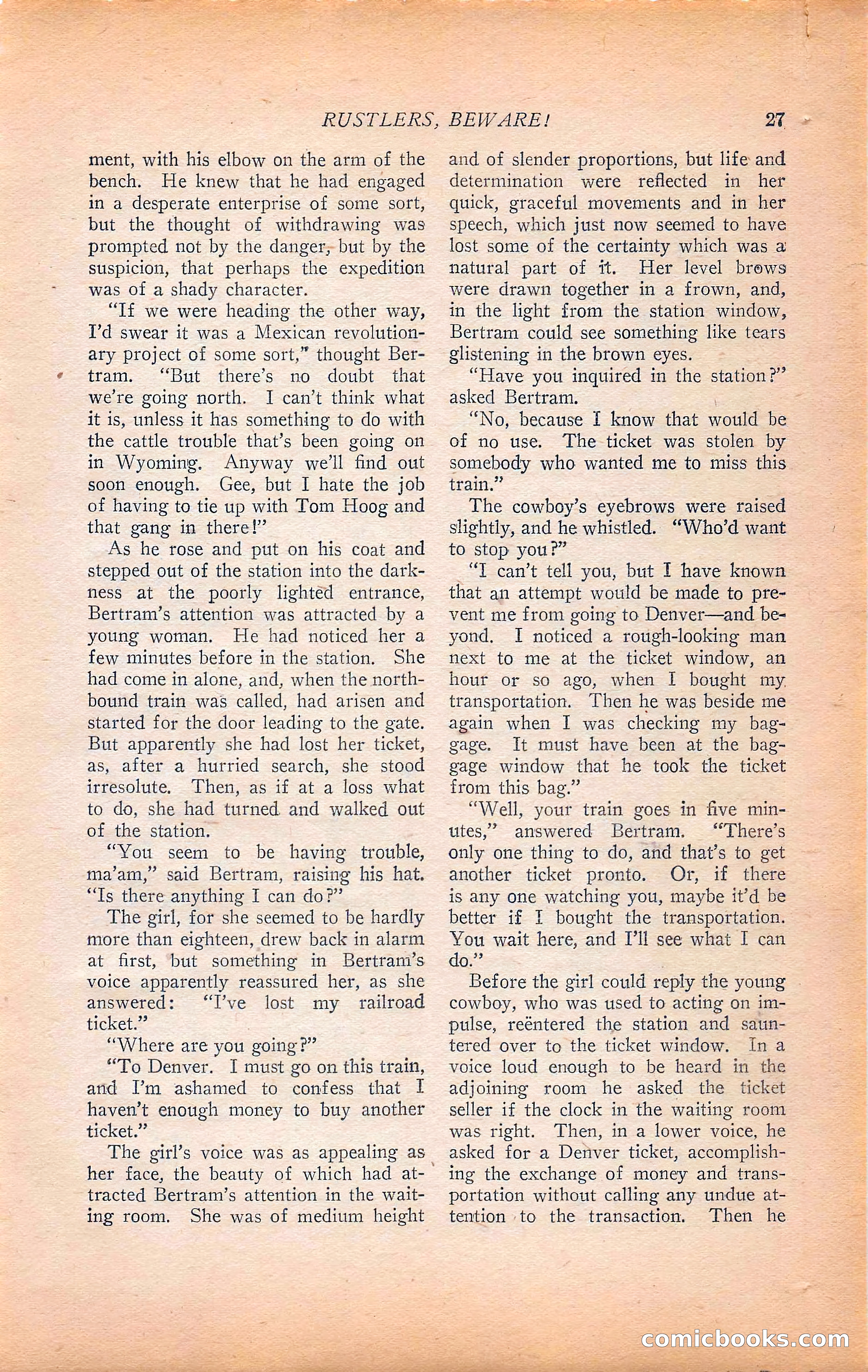 Western Story Magazine, Vol. 22, No. 6 — page 37 of 160