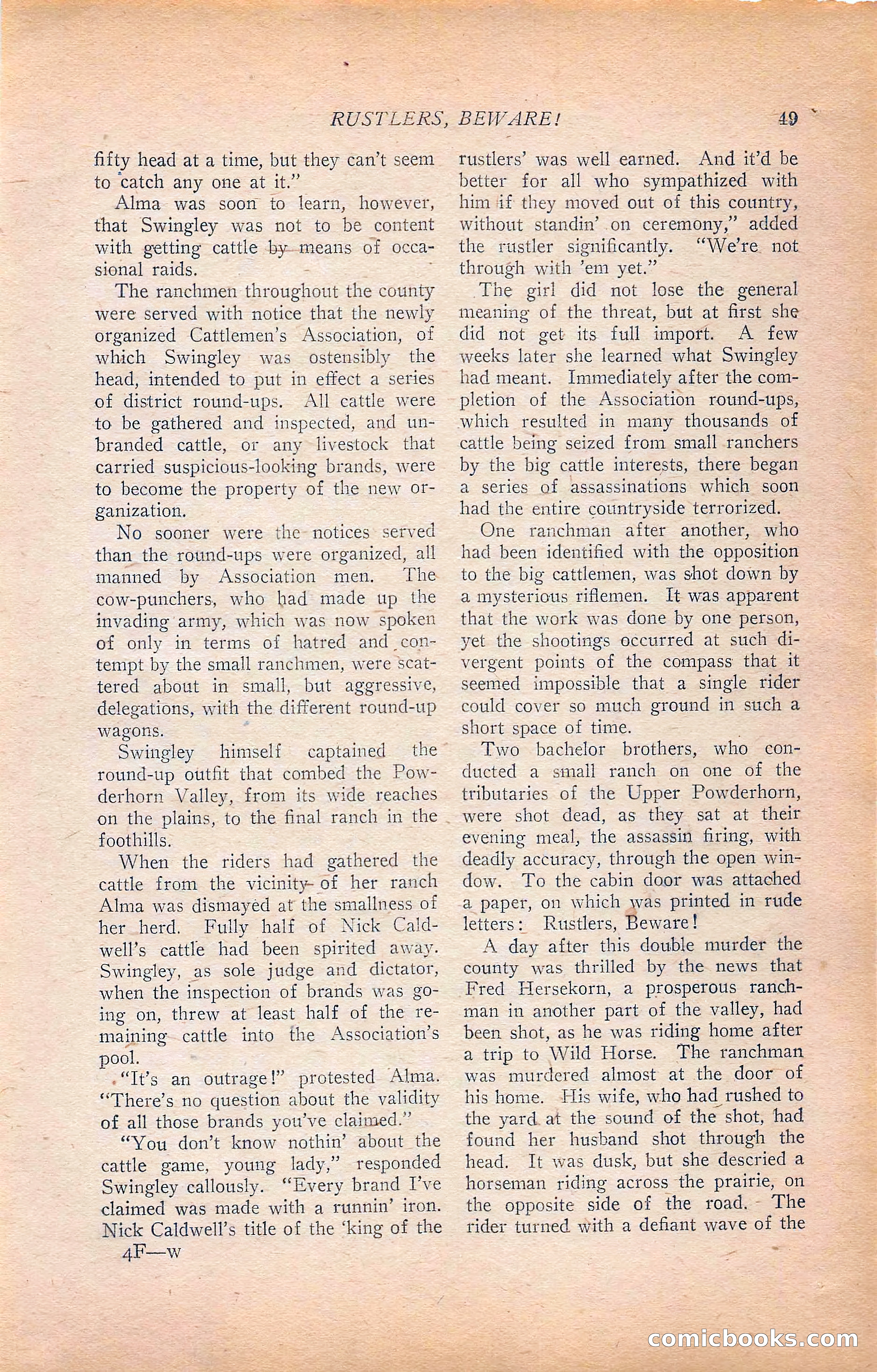 Western Story Magazine, Vol. 22, No. 6 — page 59 of 160
