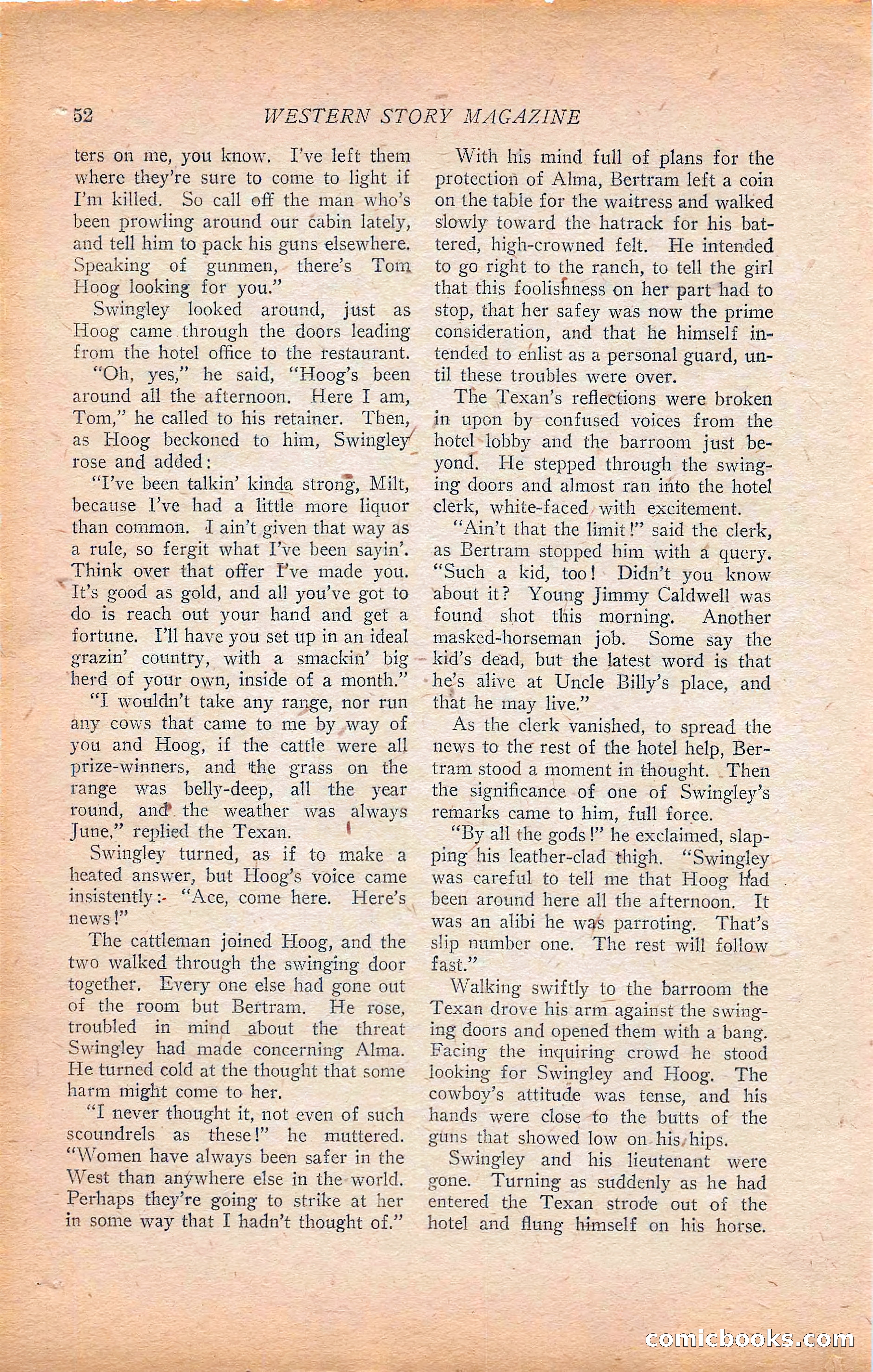 Western Story Magazine, Vol. 22, No. 6 — page 62 of 160