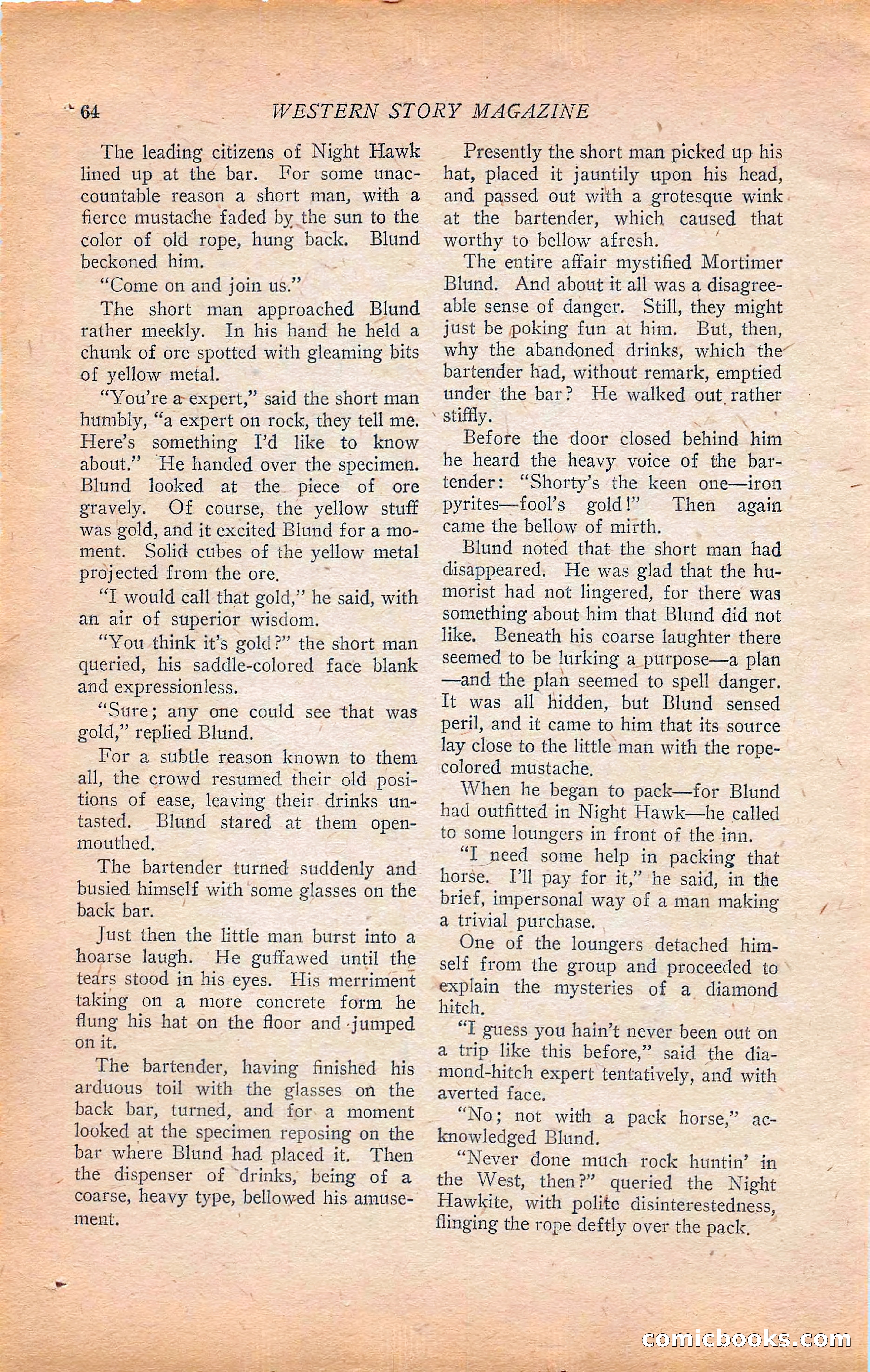 Western Story Magazine, Vol. 22, No. 6 — page 74 of 160