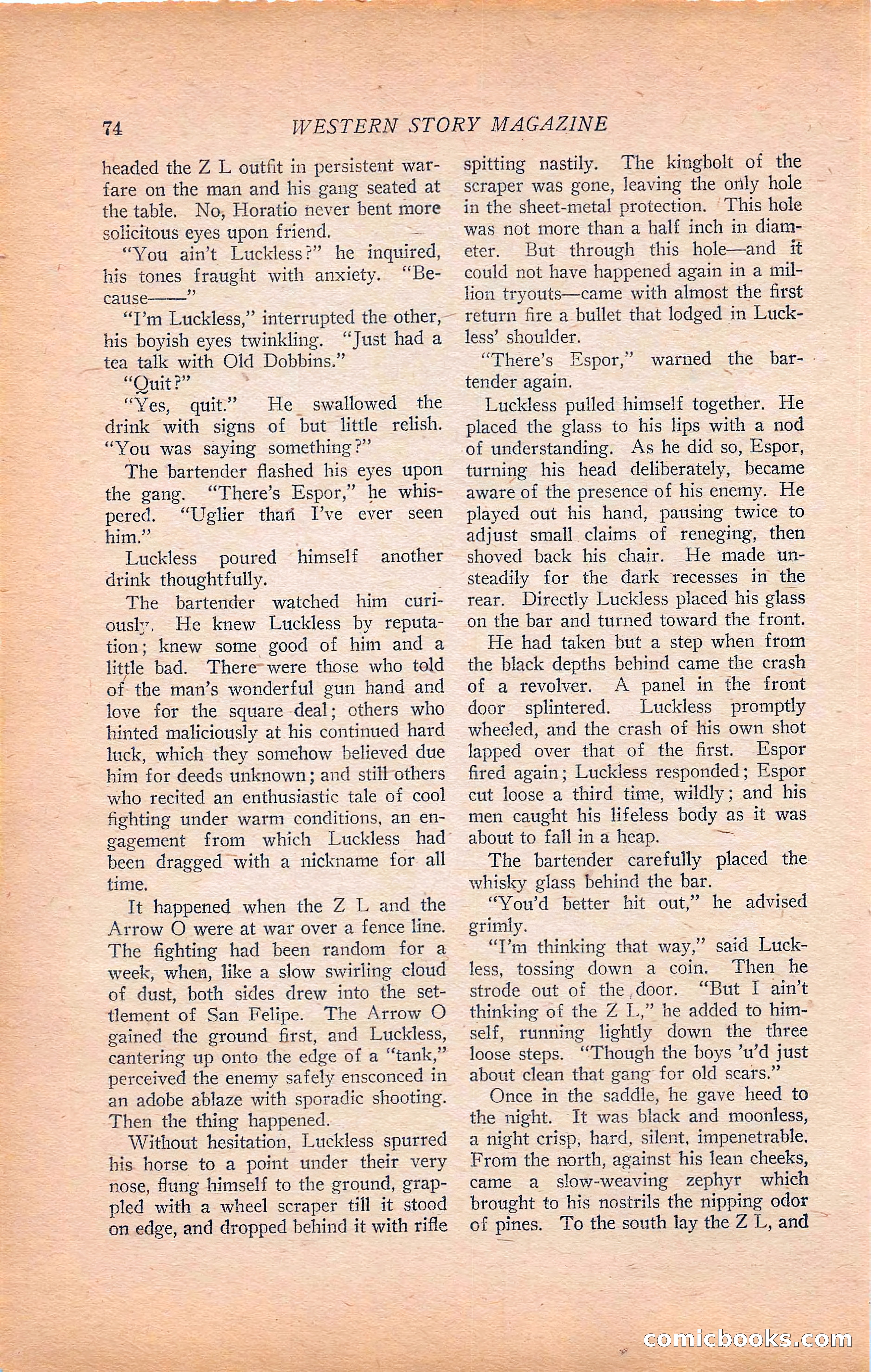Western Story Magazine, Vol. 22, No. 6 — page 84 of 160