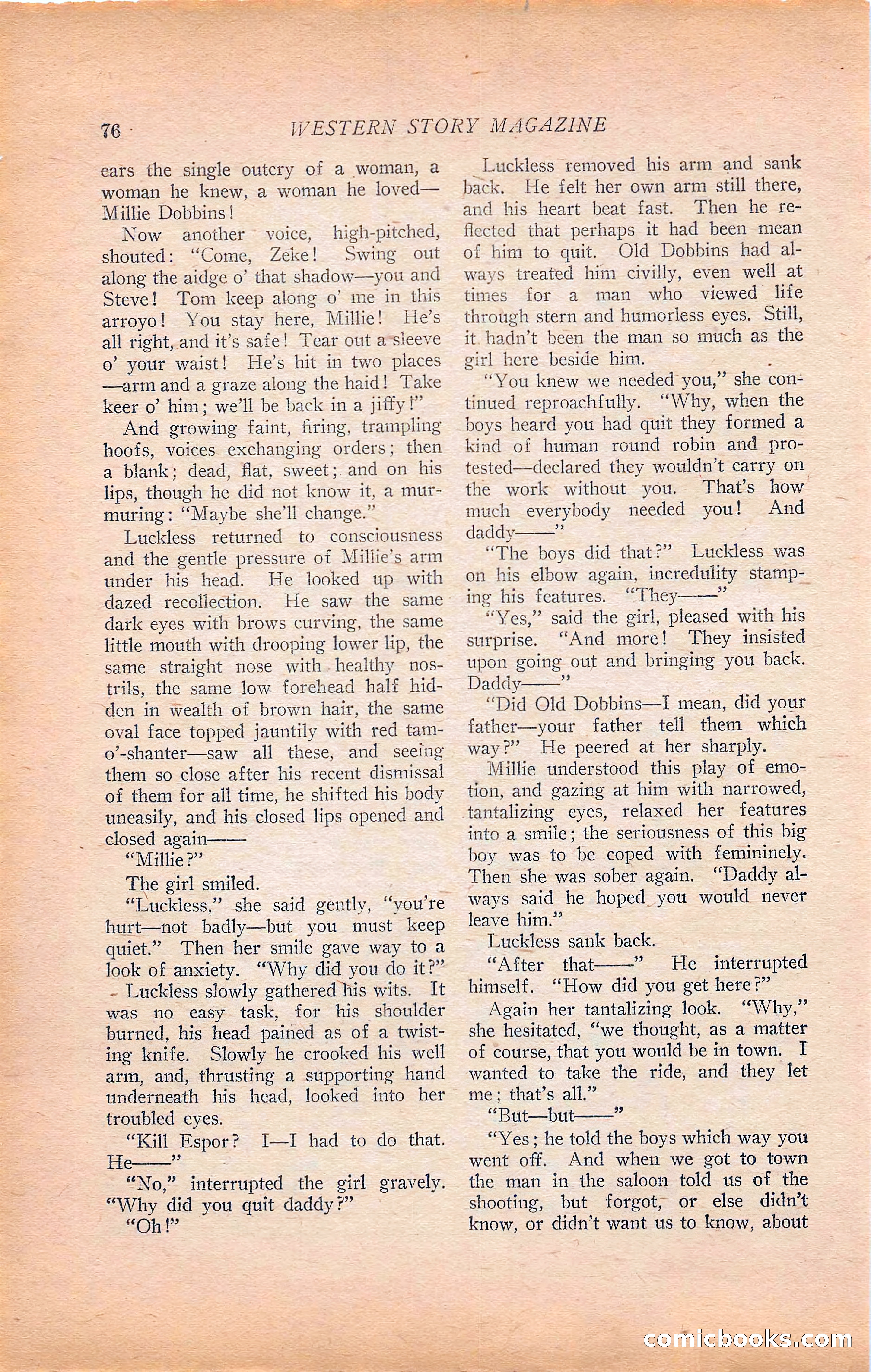 Western Story Magazine, Vol. 22, No. 6 — page 86 of 160