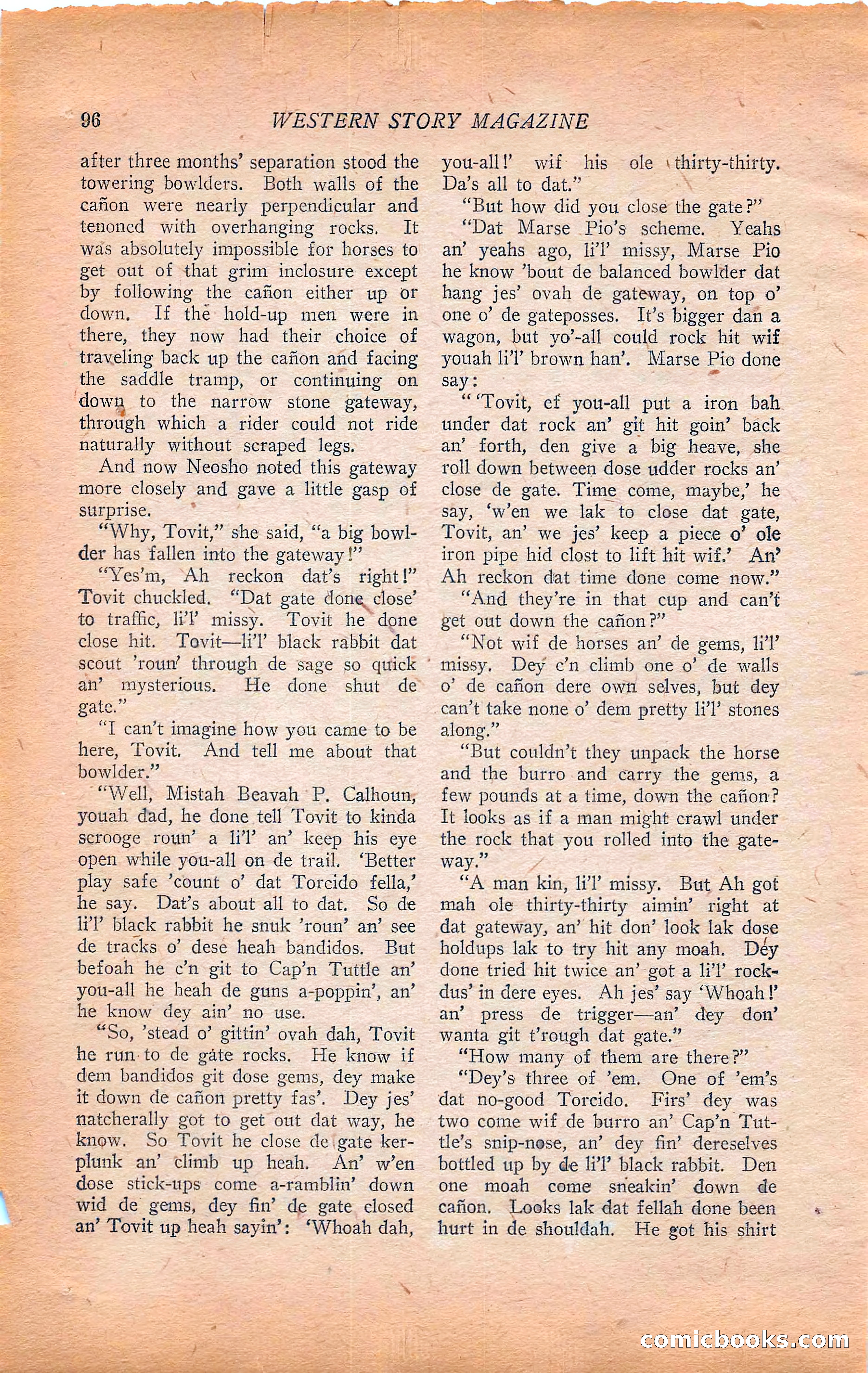 Western Story Magazine, Vol. 22, No. 6 — page 106 of 160