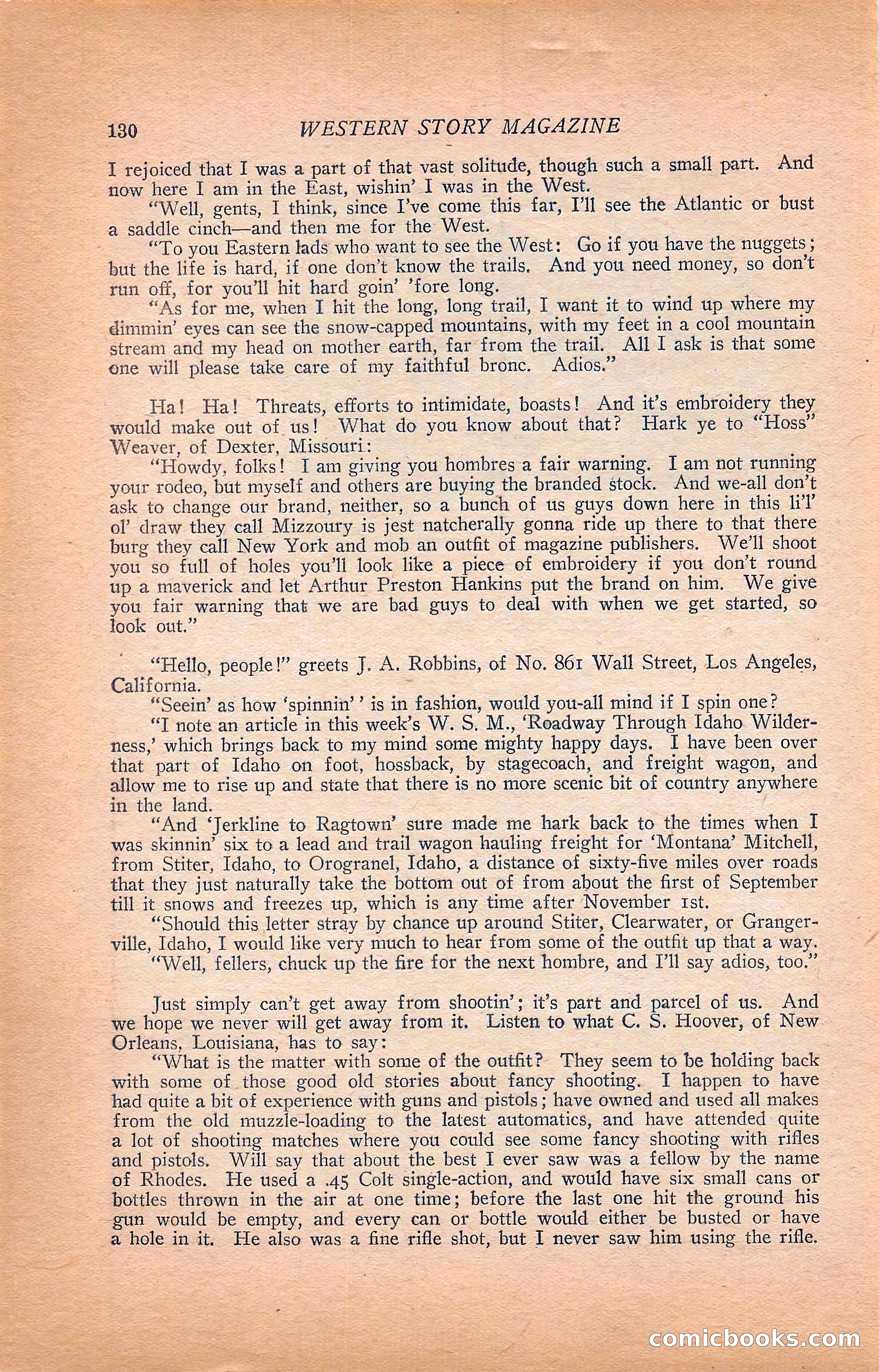 Western Story Magazine, Vol. 22, No. 6 — page 140 of 160