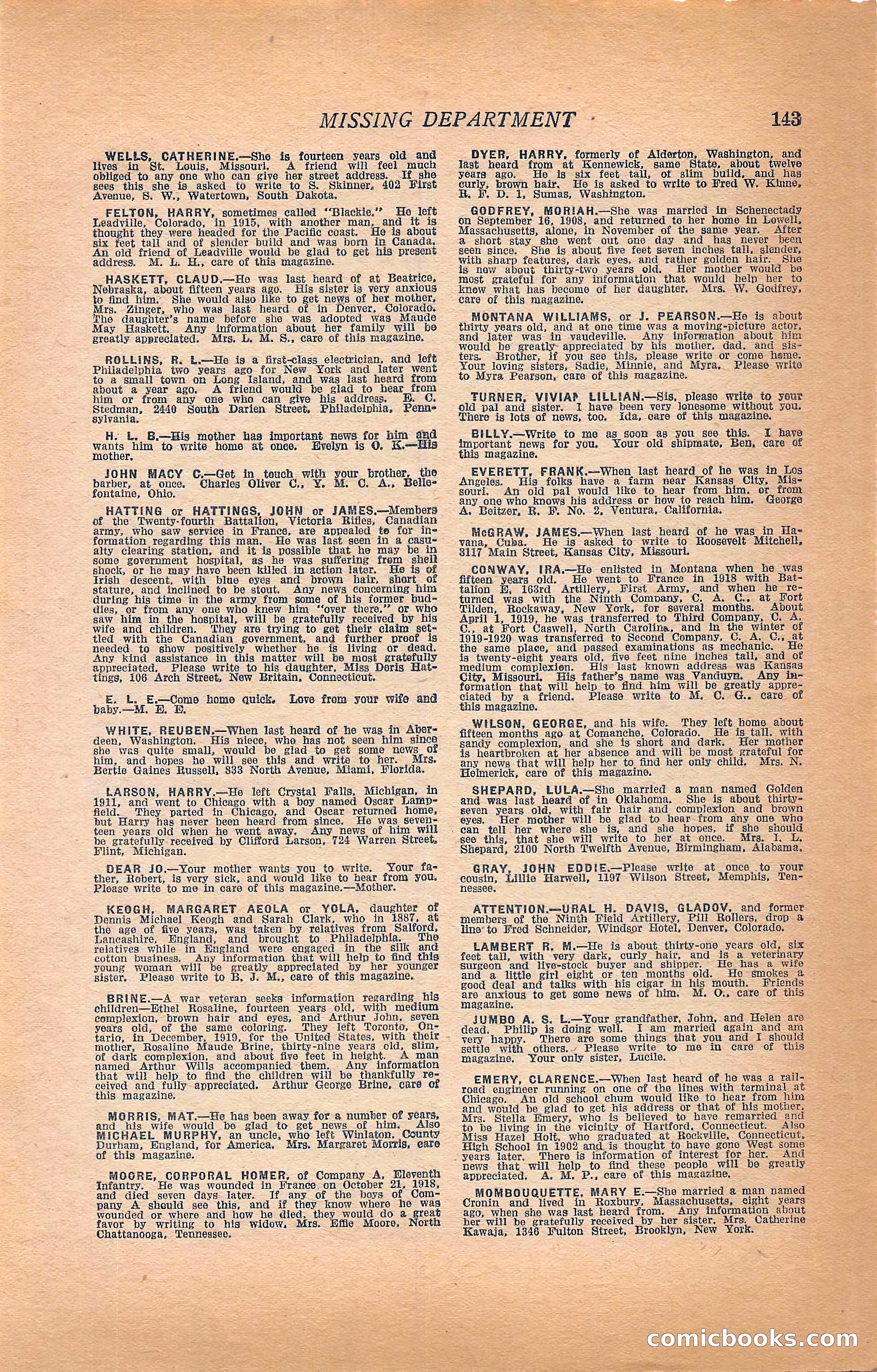 Western Story Magazine, Vol. 22, No. 6 — page 153 of 160