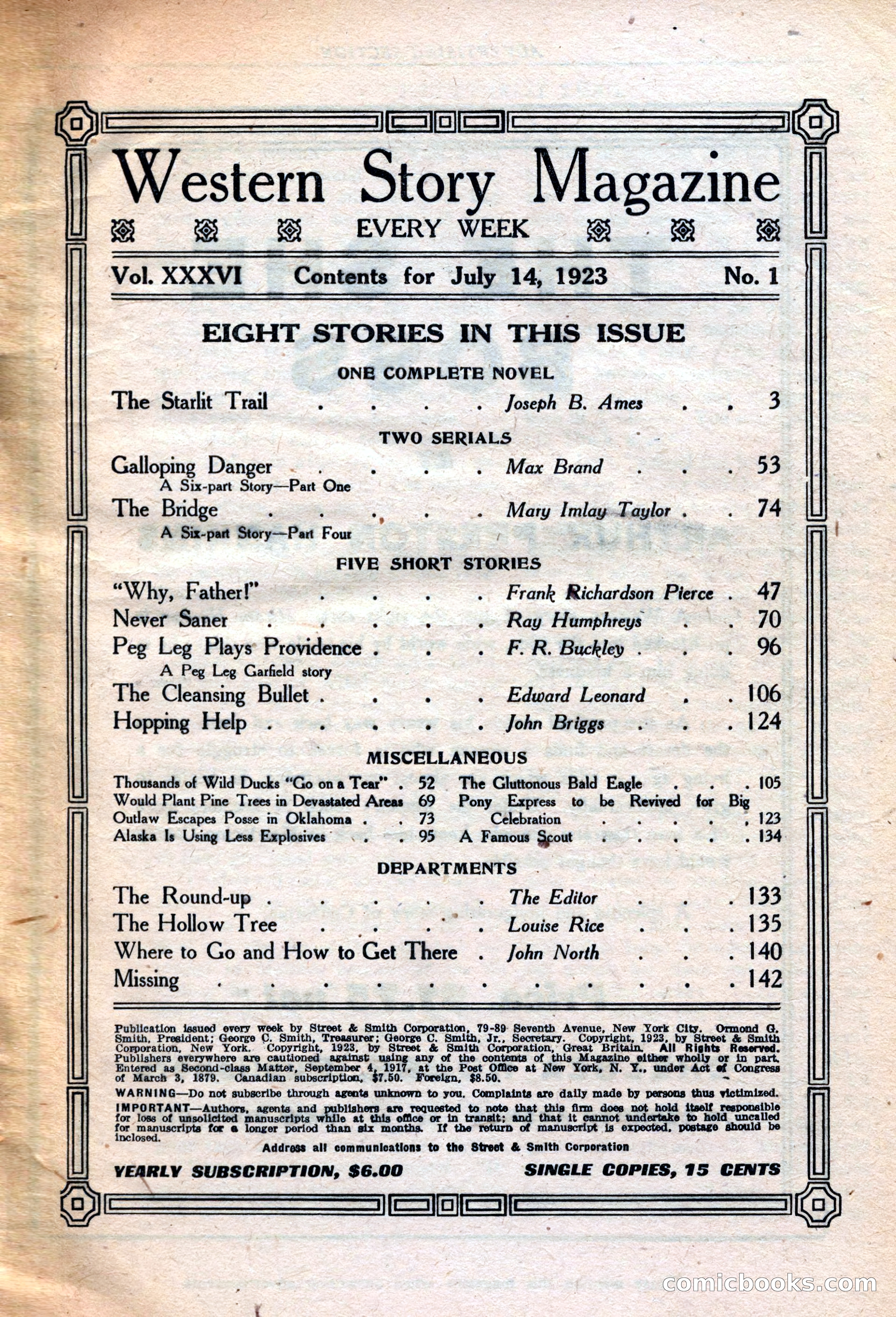 Western Story Magazine, July 14, 1923 — page 3 of 149