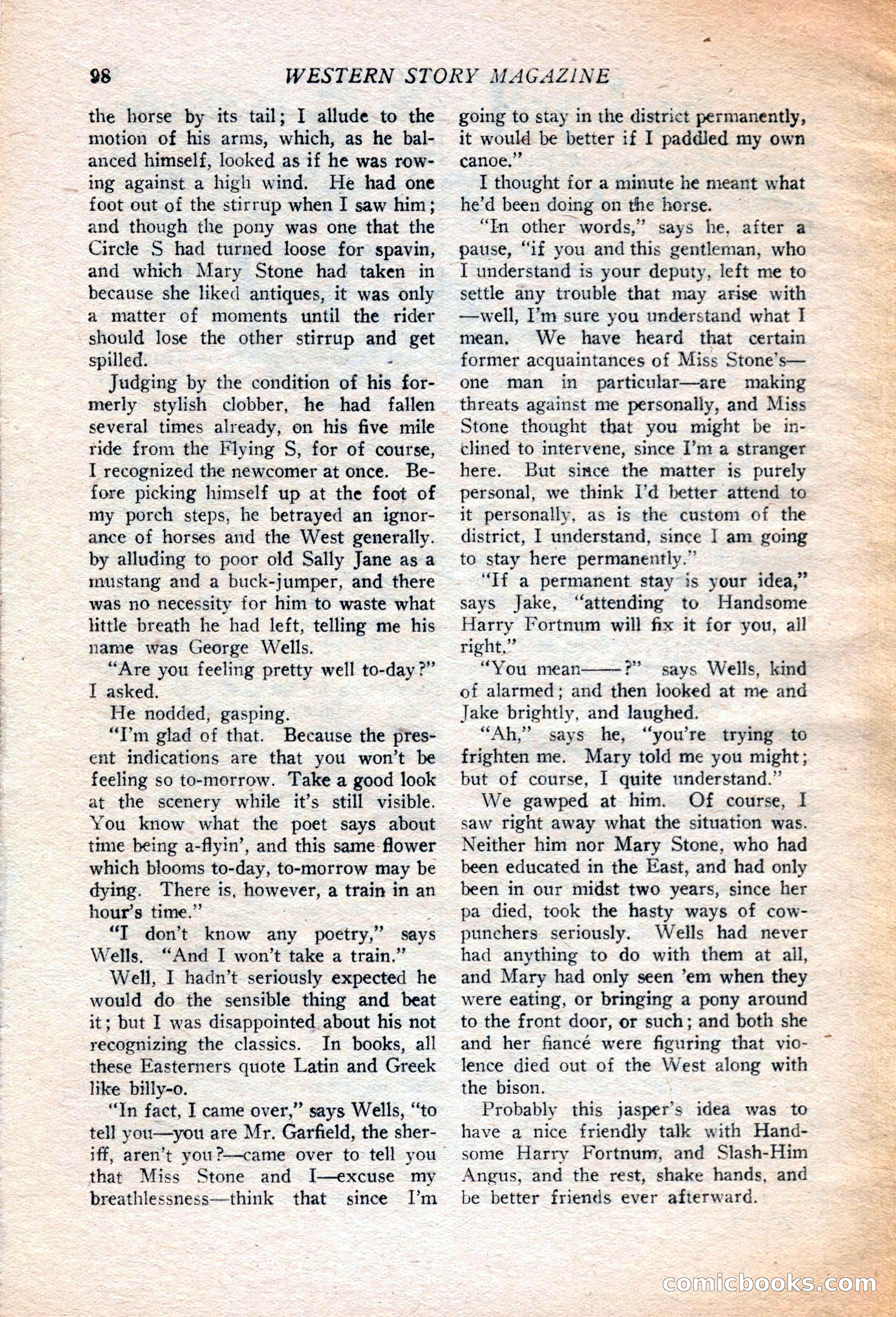 Western Story Magazine, July 14, 1923 — page 100 of 149