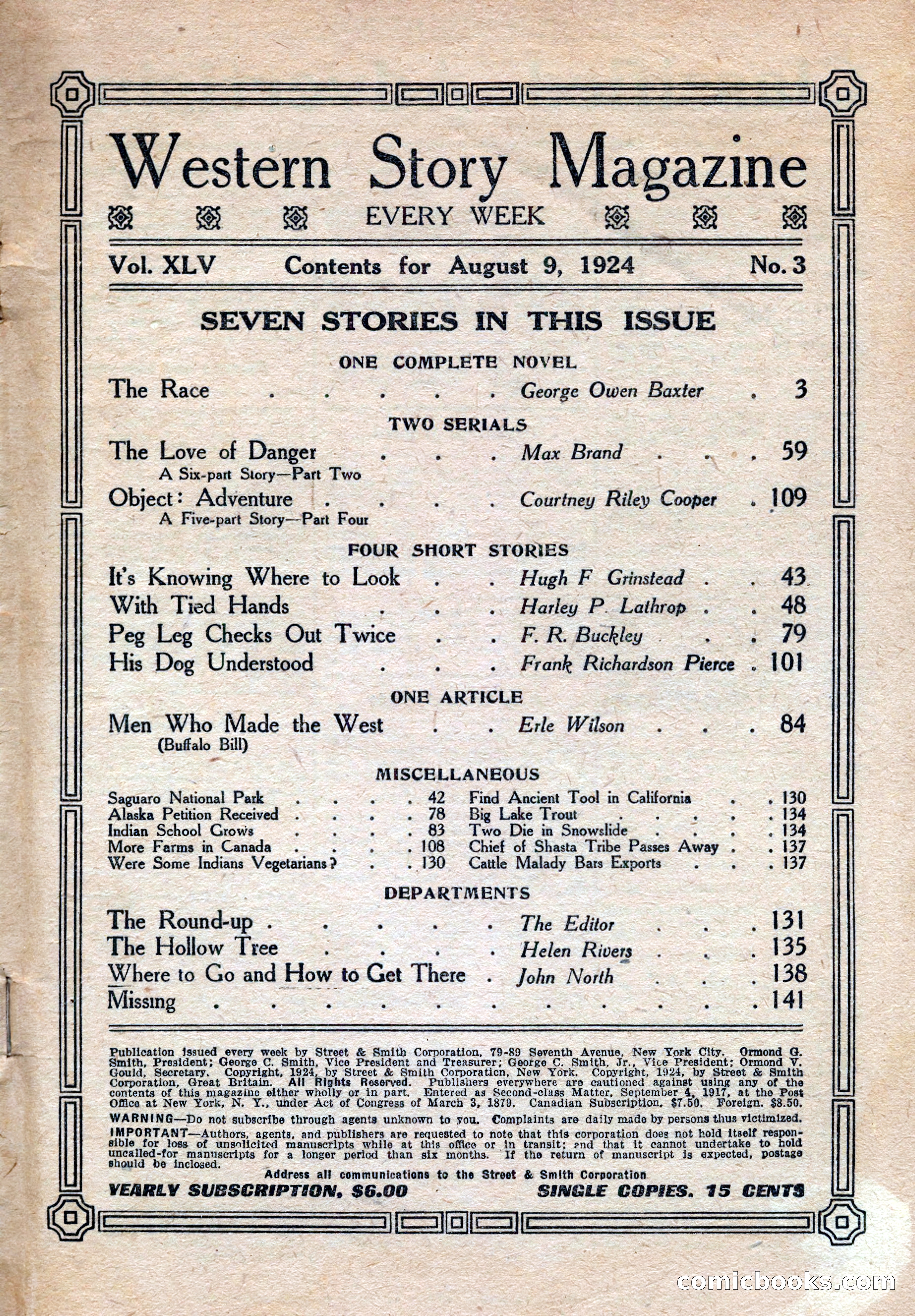 Western Story Magazine, August 9, 1924 — page 3 of 148