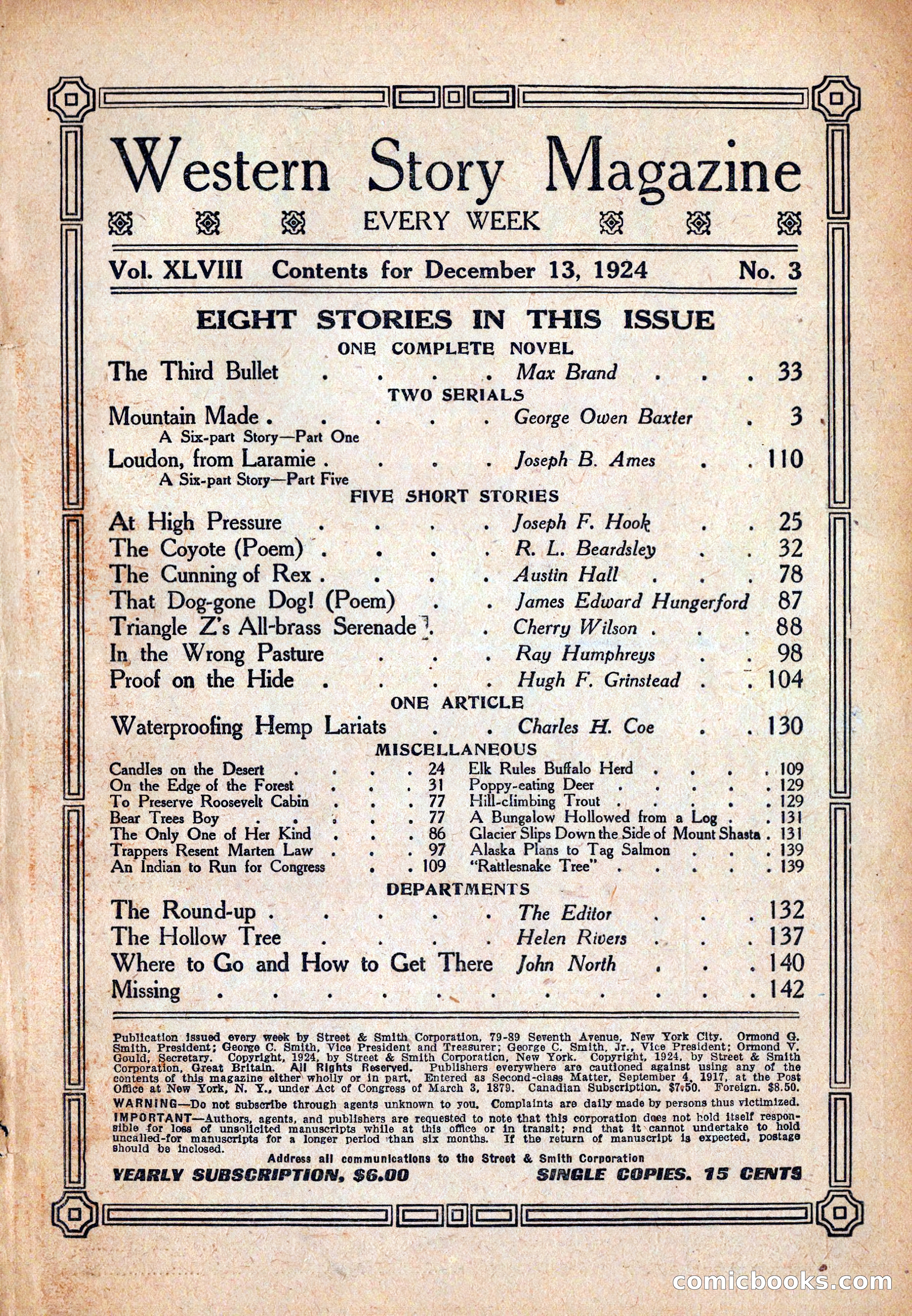 Western Story Magazine, December 13, 1924 — page 3 of 146